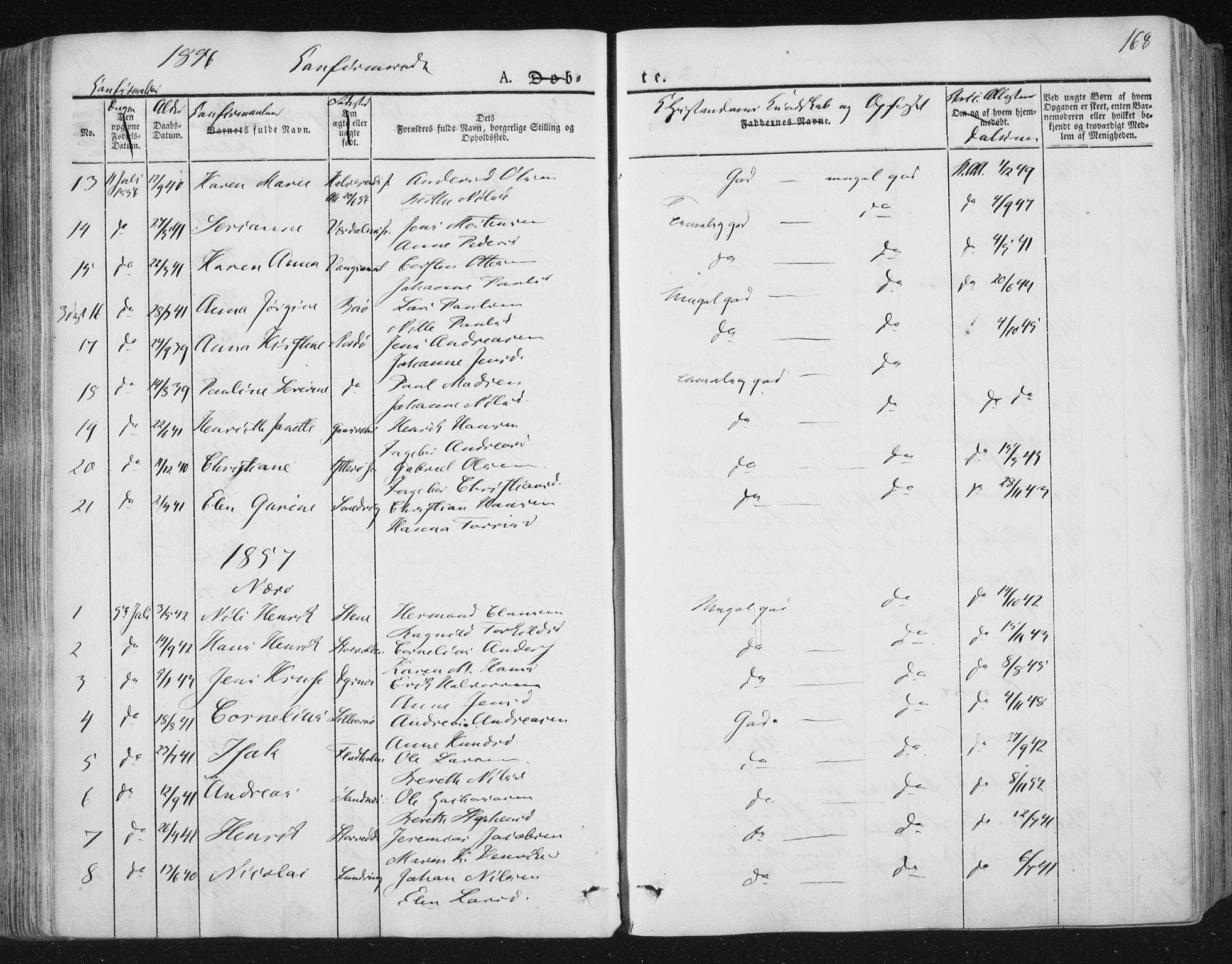 Ministerialprotokoller, klokkerbøker og fødselsregistre - Nord-Trøndelag, SAT/A-1458/784/L0669: Parish register (official) no. 784A04, 1829-1859, p. 168