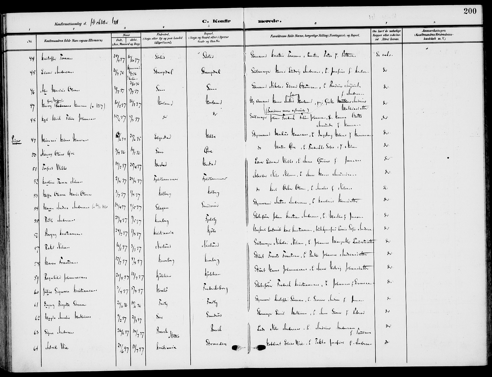 Nøtterøy kirkebøker, AV/SAKO-A-354/F/Fa/L0010: Parish register (official) no. I 10, 1908-1919, p. 200