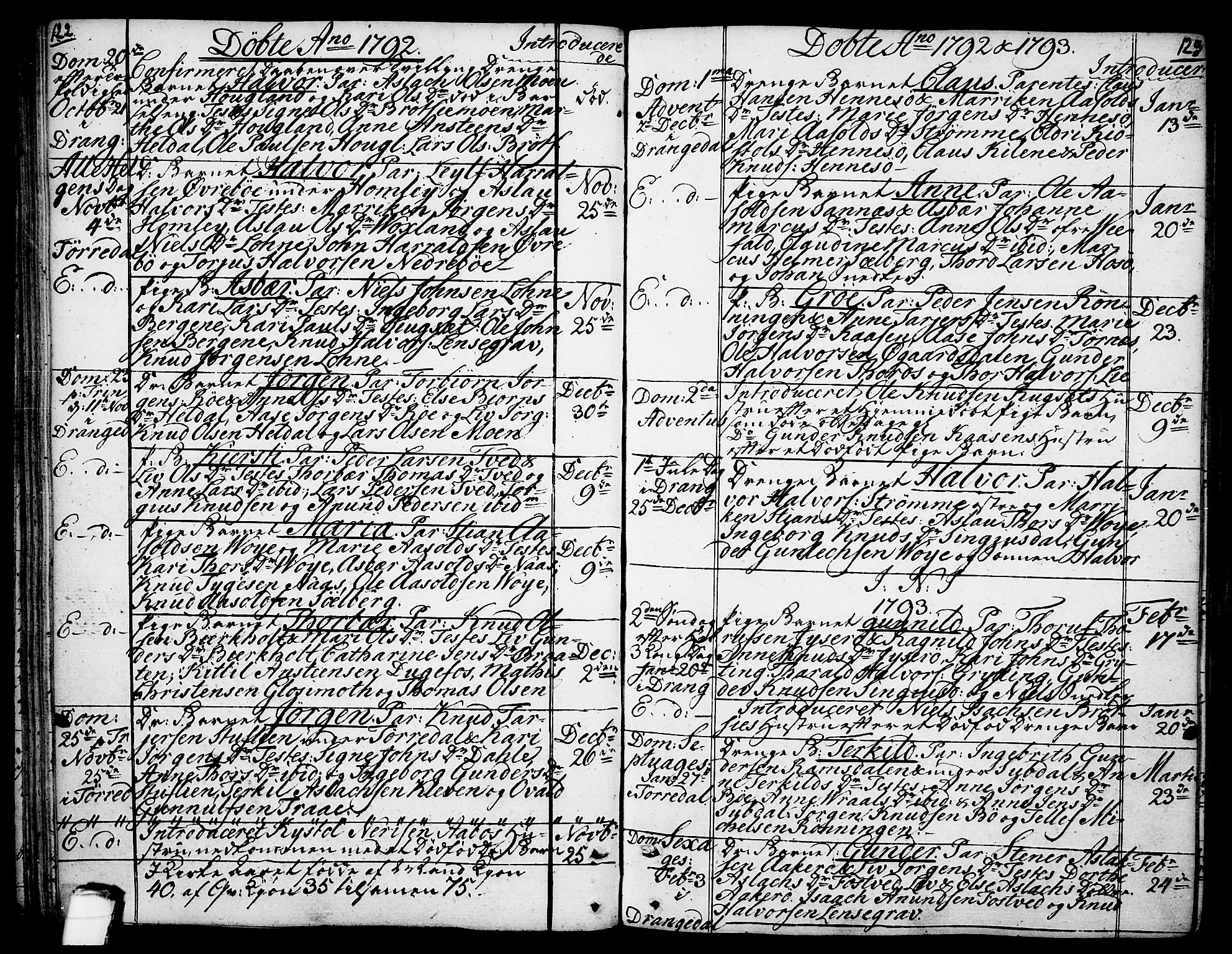 Drangedal kirkebøker, SAKO/A-258/F/Fa/L0003: Parish register (official) no. 3, 1768-1814, p. 122-123