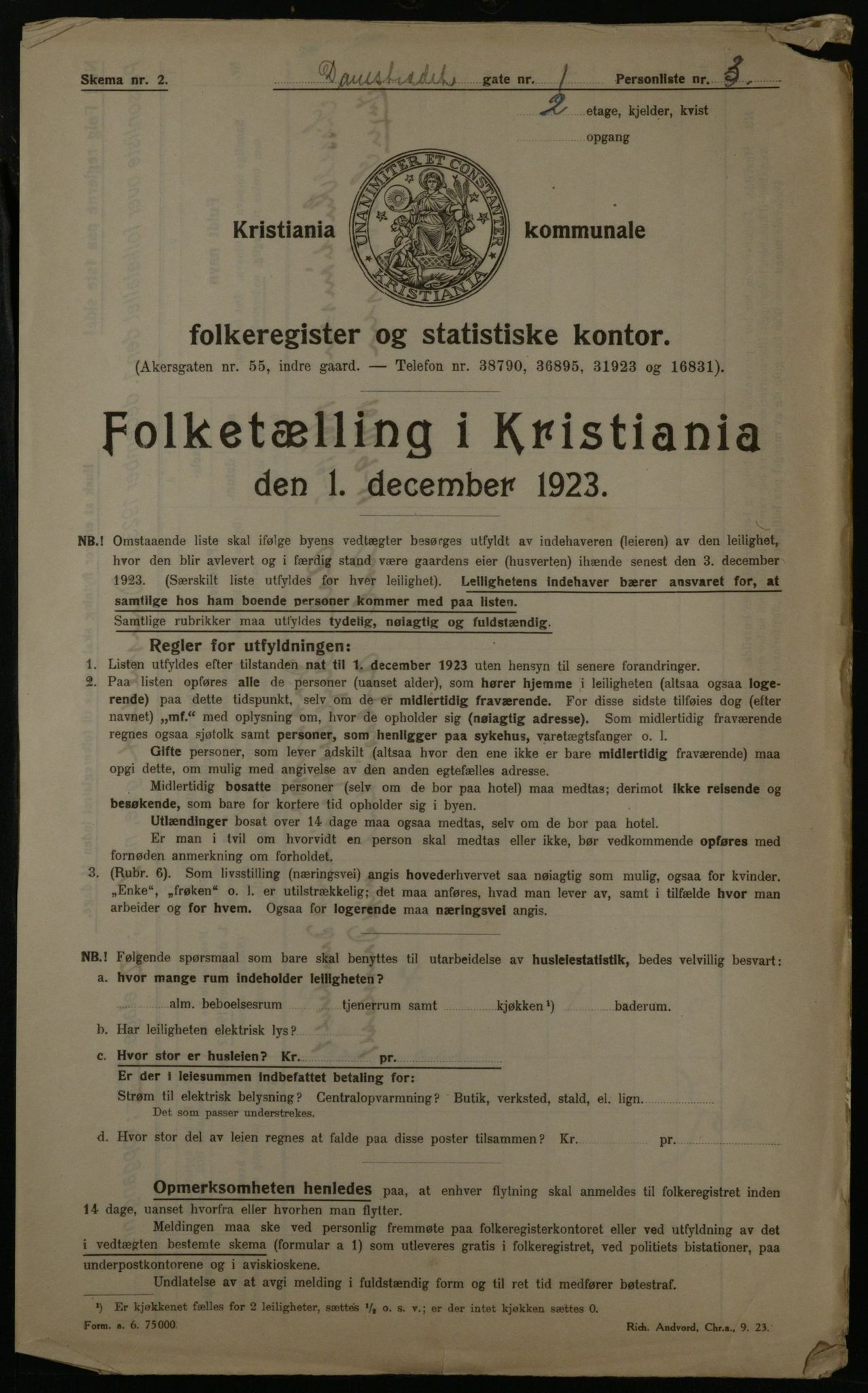 OBA, Municipal Census 1923 for Kristiania, 1923, p. 16198