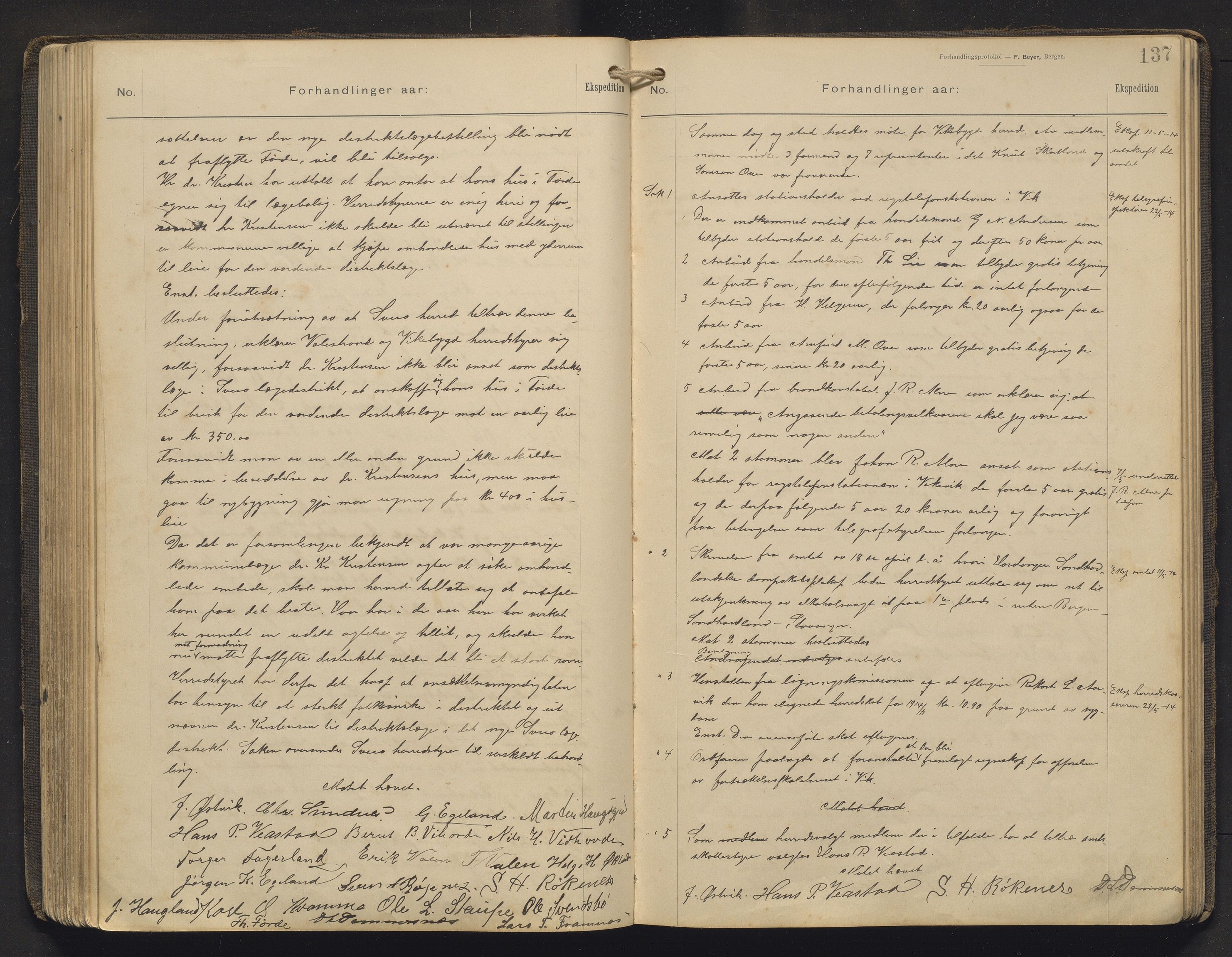 Vikebygd kommune. Formannskapet, IKAH/1215-021/A/Aa/L0001: Møtebok for Vikebygd formannskap og heradsstyre, 1902-1919, p. 137