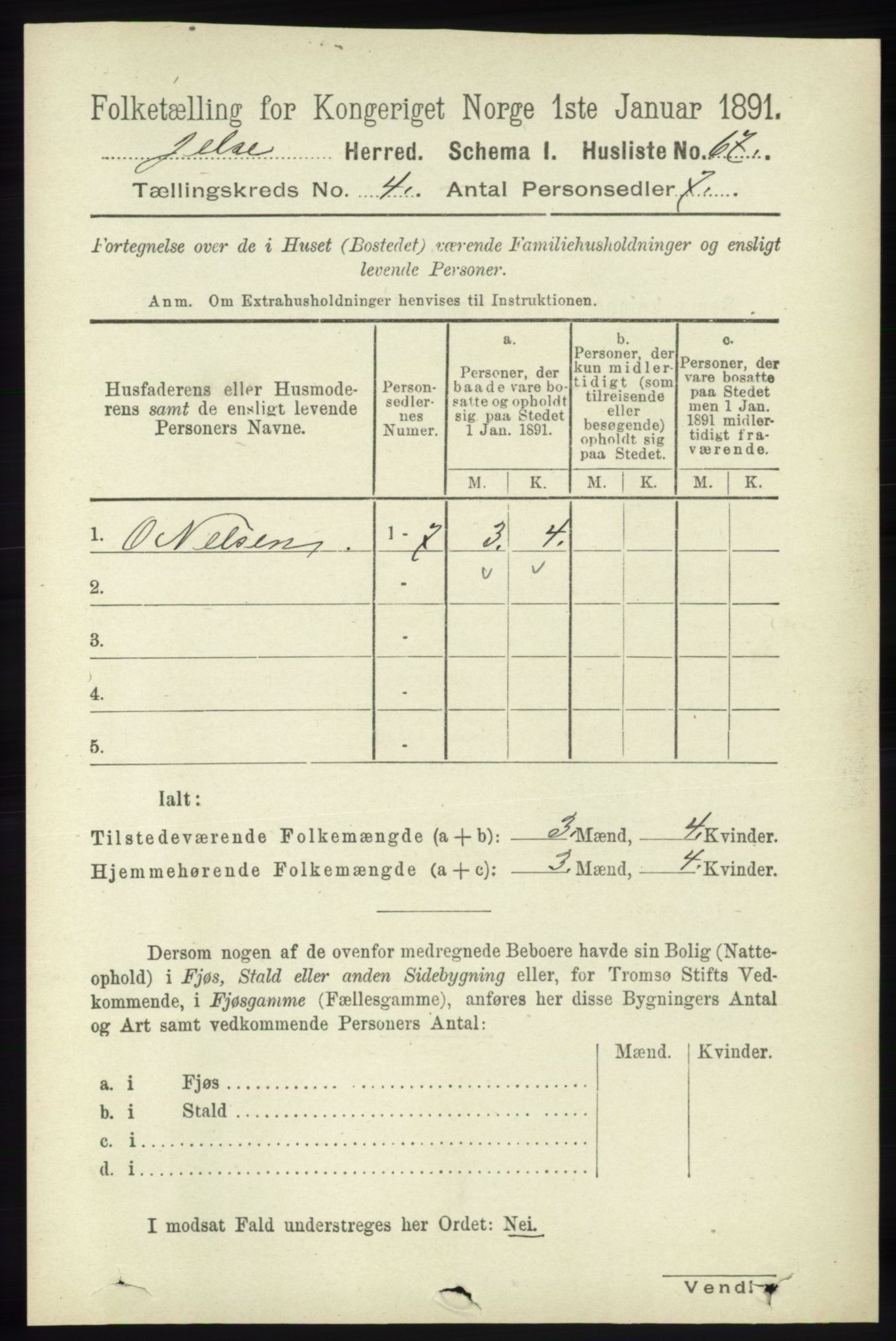 RA, 1891 census for 1138 Jelsa, 1891, p. 702