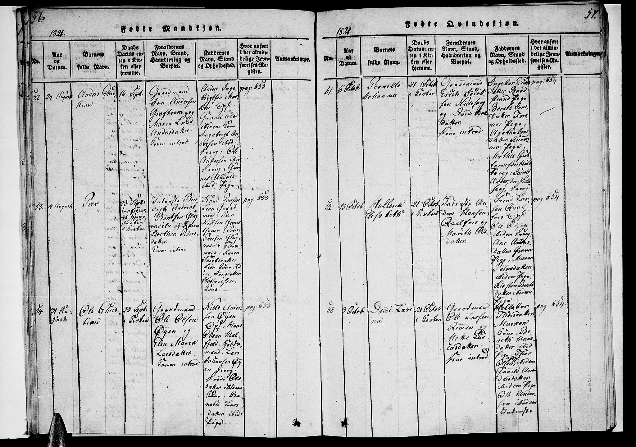 Ministerialprotokoller, klokkerbøker og fødselsregistre - Nordland, AV/SAT-A-1459/820/L0288: Parish register (official) no. 820A09, 1820-1825, p. 56-57