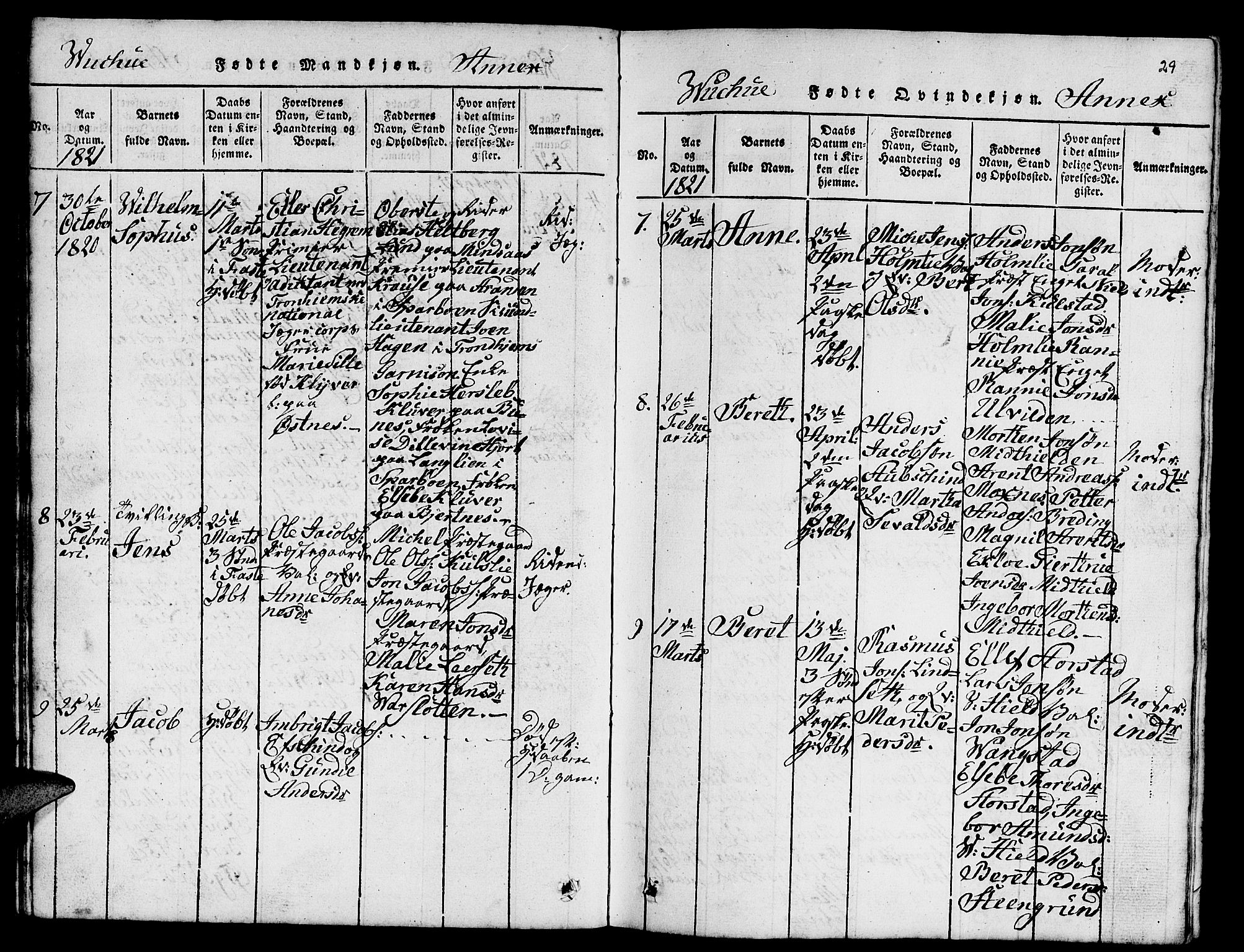 Ministerialprotokoller, klokkerbøker og fødselsregistre - Nord-Trøndelag, AV/SAT-A-1458/724/L0265: Parish register (copy) no. 724C01, 1816-1845, p. 29