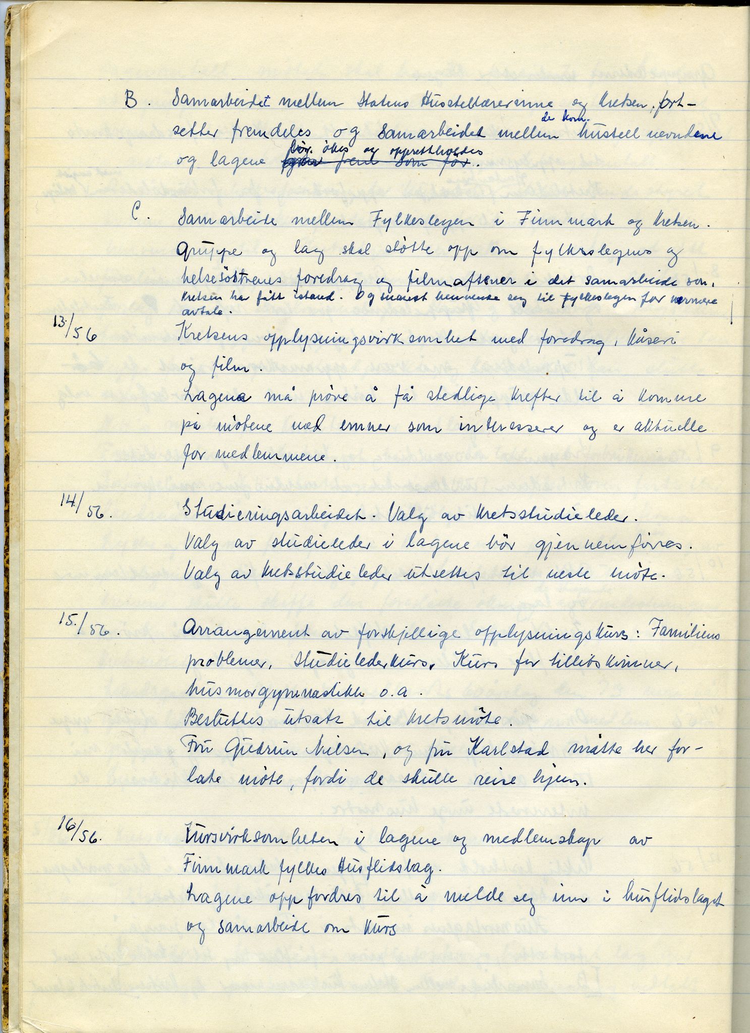 Finnmark krets av Norges Kvinne- og familieforbund, FMFB/A-1233/A/Ab/L0005: Møteprotokoll , 1956-1970