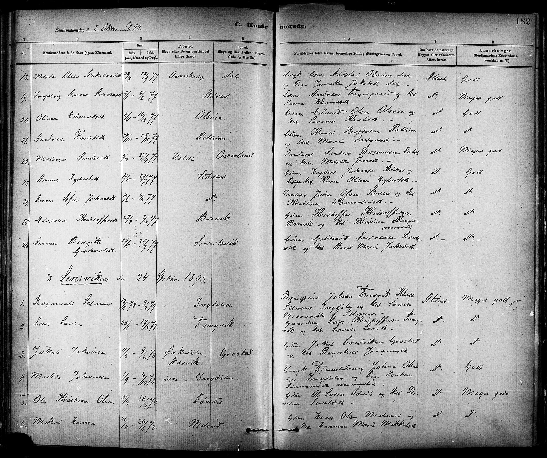 Ministerialprotokoller, klokkerbøker og fødselsregistre - Sør-Trøndelag, SAT/A-1456/647/L0634: Parish register (official) no. 647A01, 1885-1896, p. 182