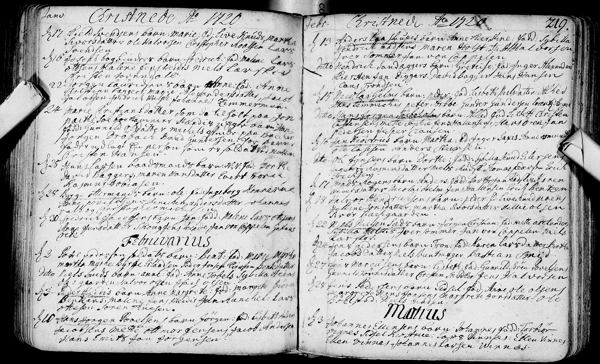 Bragernes kirkebøker, SAKO/A-6/F/Fa/L0003: Parish register (official) no. I 3, 1706-1734, p. 219