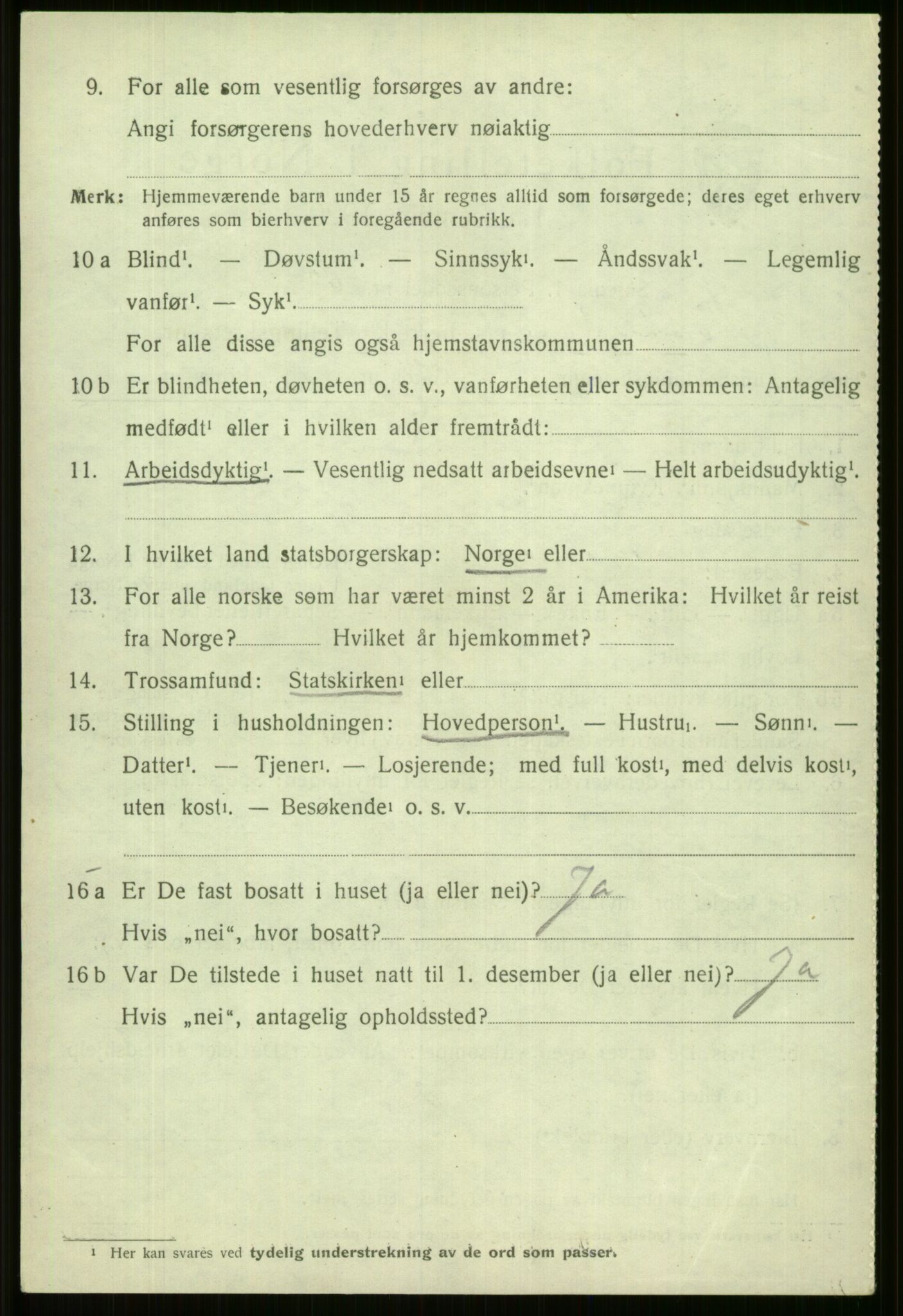 SAB, 1920 census for Vossestrand, 1920, p. 3509