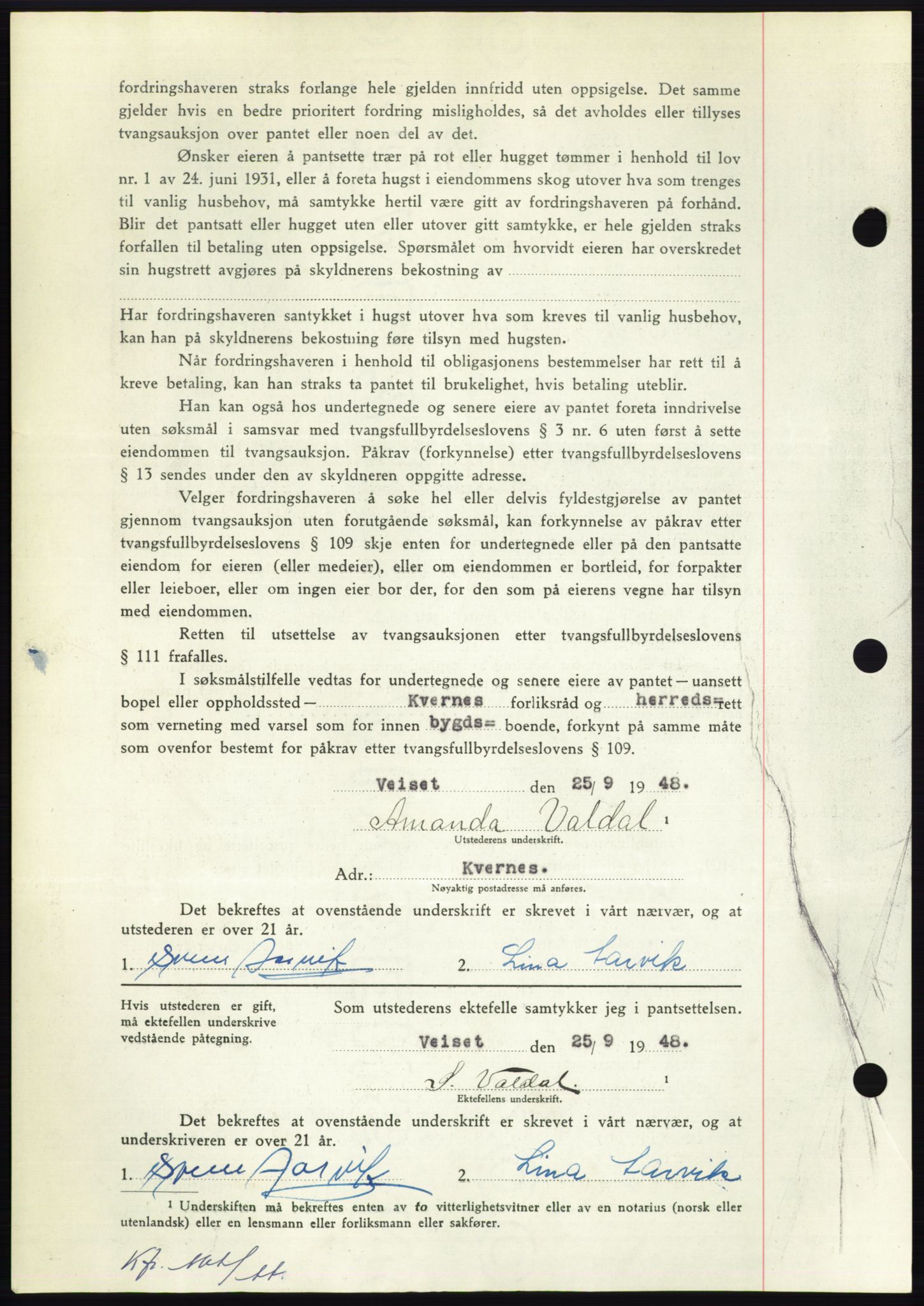 Nordmøre sorenskriveri, AV/SAT-A-4132/1/2/2Ca: Mortgage book no. B99, 1948-1948, Diary no: : 2813/1948