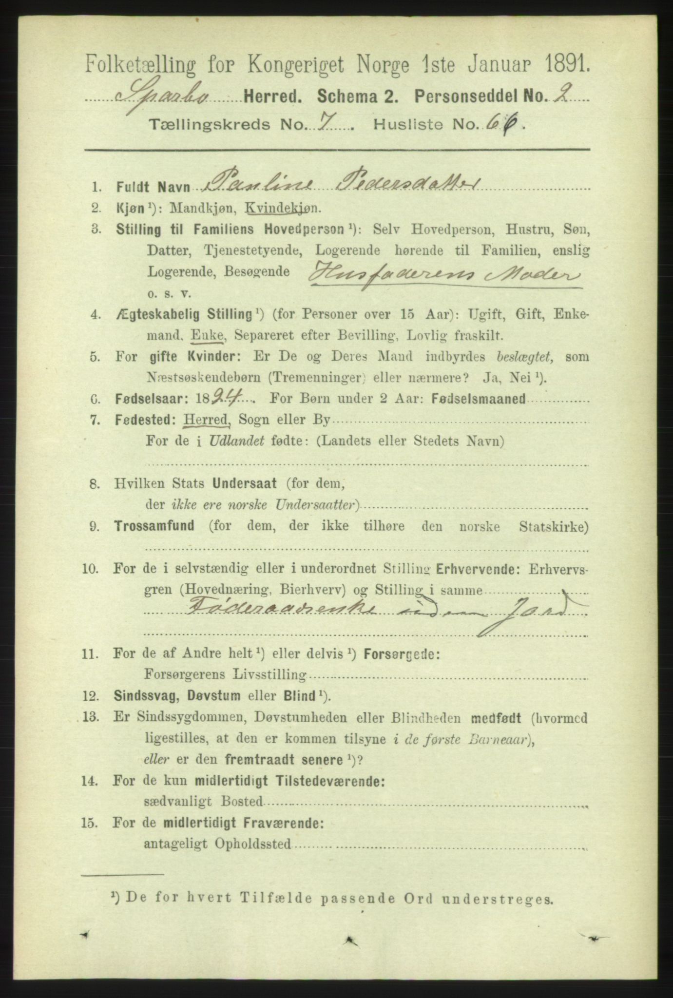 RA, 1891 census for 1731 Sparbu, 1891, p. 2746