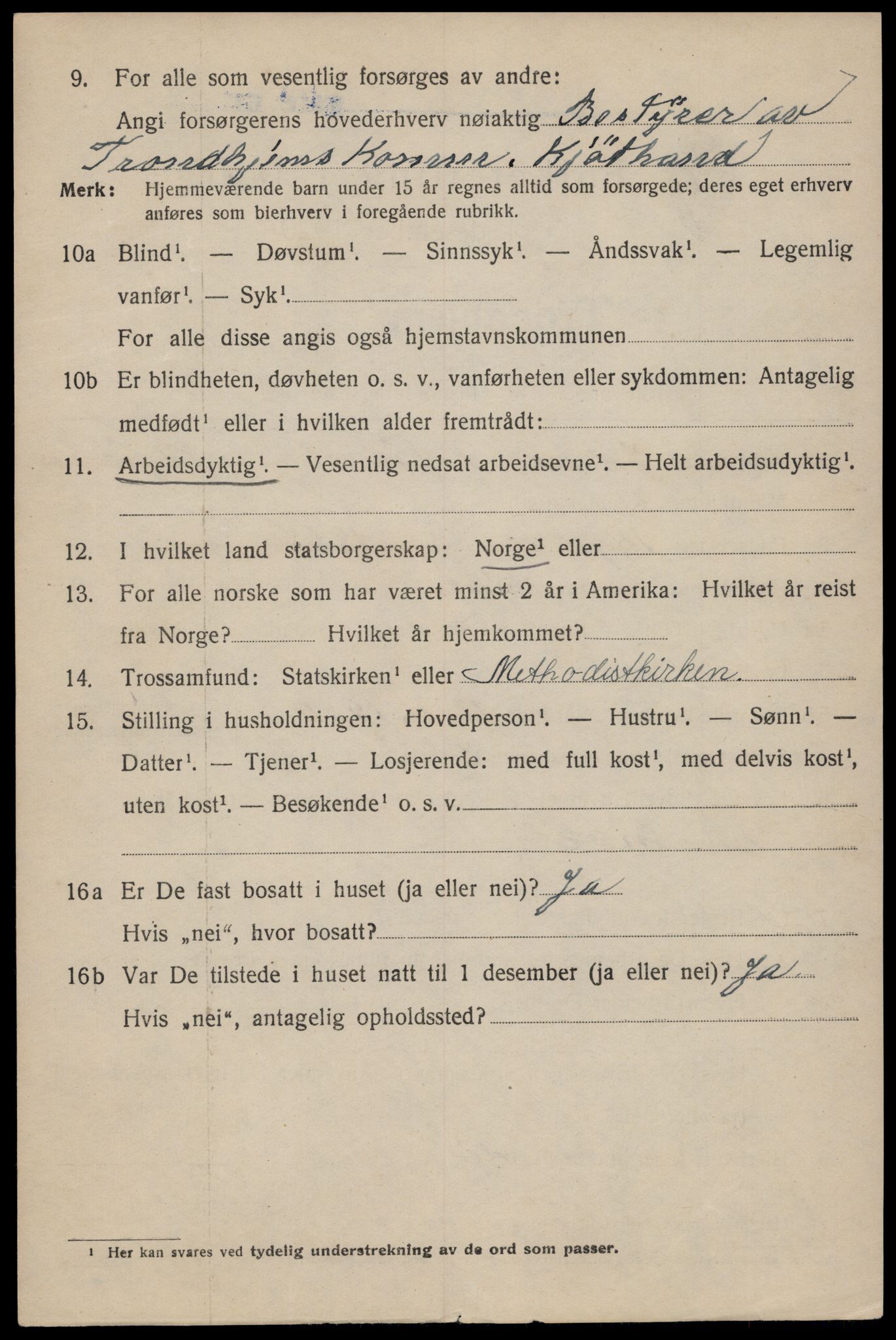 SAT, 1920 census for Trondheim, 1920, p. 49437