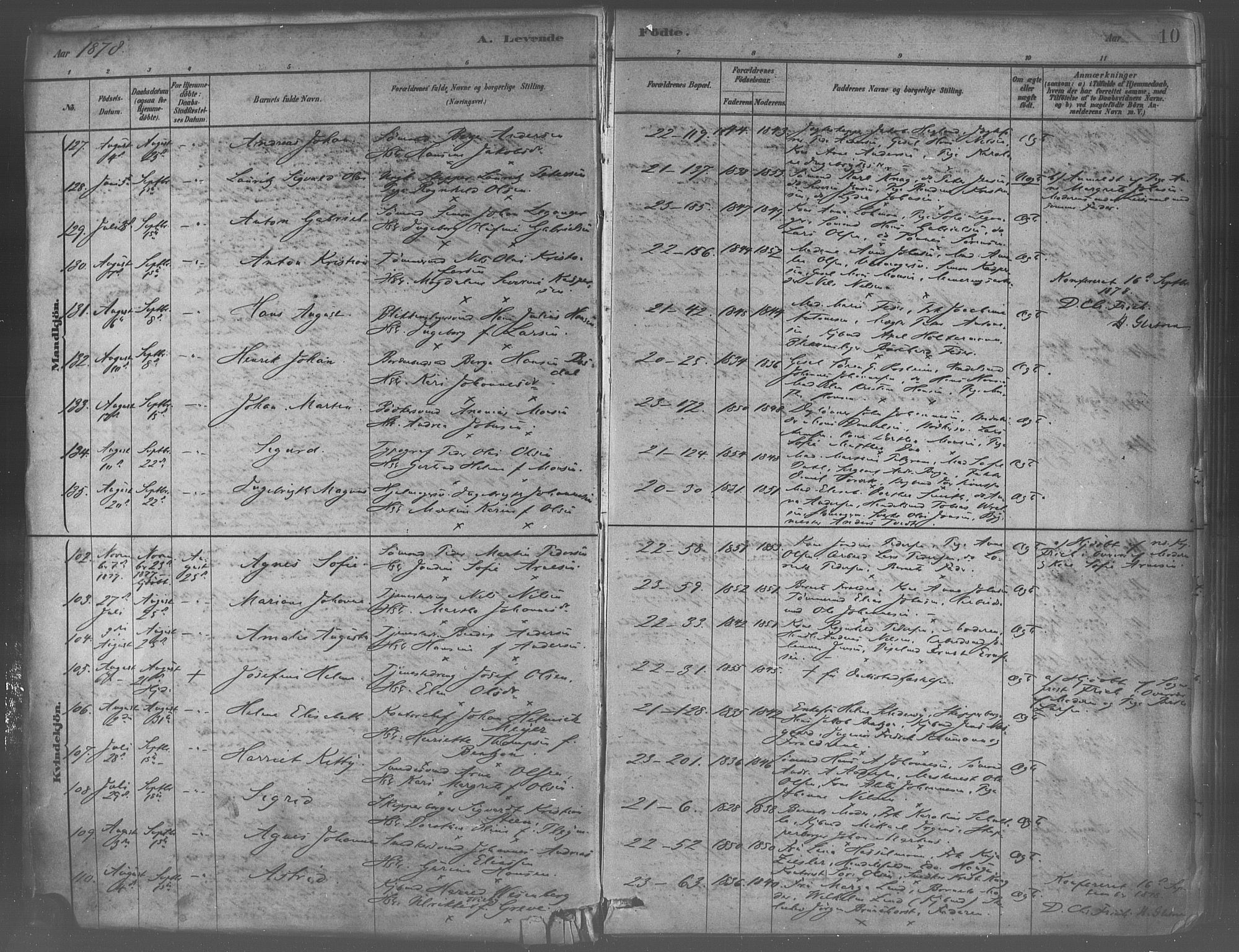 Korskirken sokneprestembete, AV/SAB-A-76101/H/Haa/L0021: Parish register (official) no. B 7, 1878-1889, p. 10