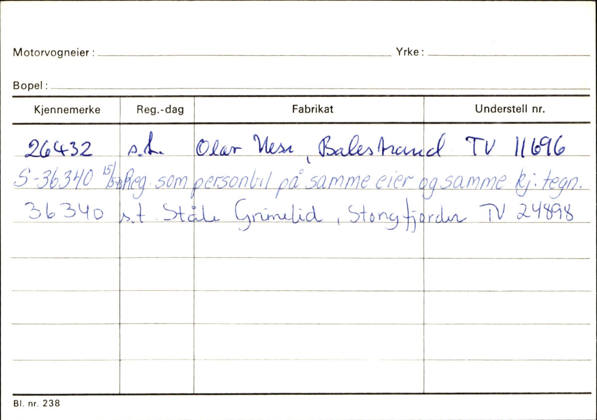 Statens vegvesen, Sogn og Fjordane vegkontor, SAB/A-5301/4/F/L0132: Eigarregister Askvoll A-Å. Balestrand A-Å, 1945-1975, p. 1026