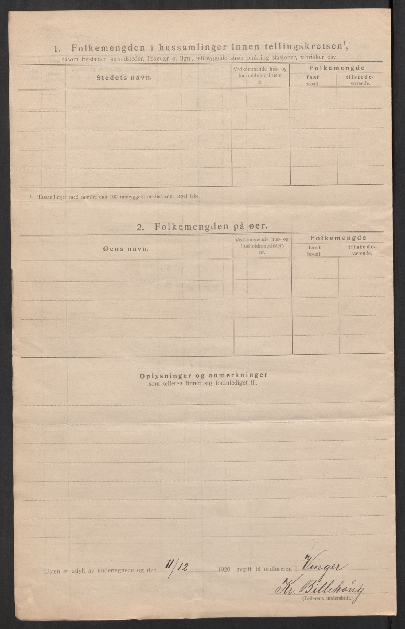 SAH, 1920 census for Vinger, 1920, p. 45