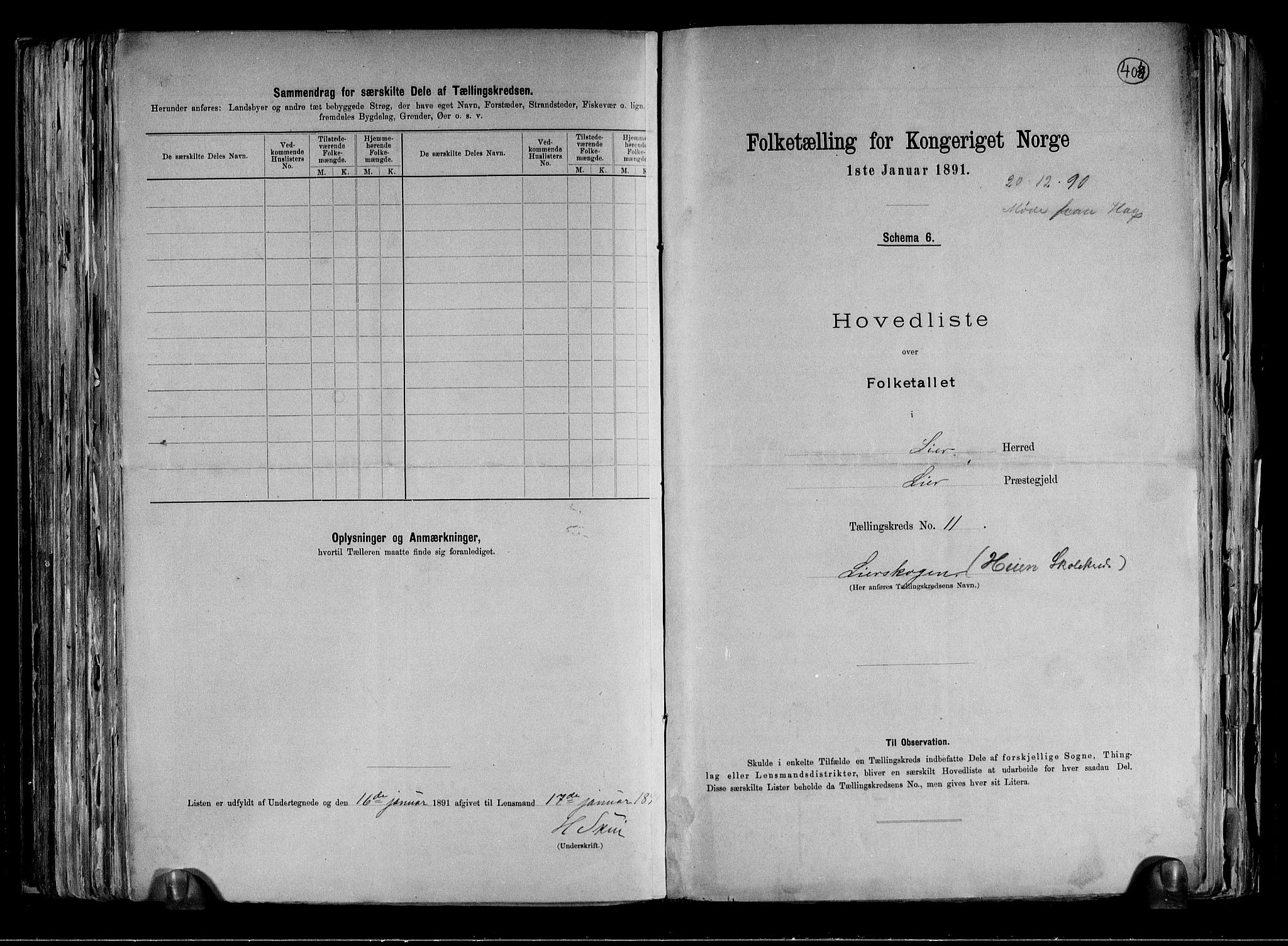 RA, 1891 census for 0626 Lier, 1891, p. 30