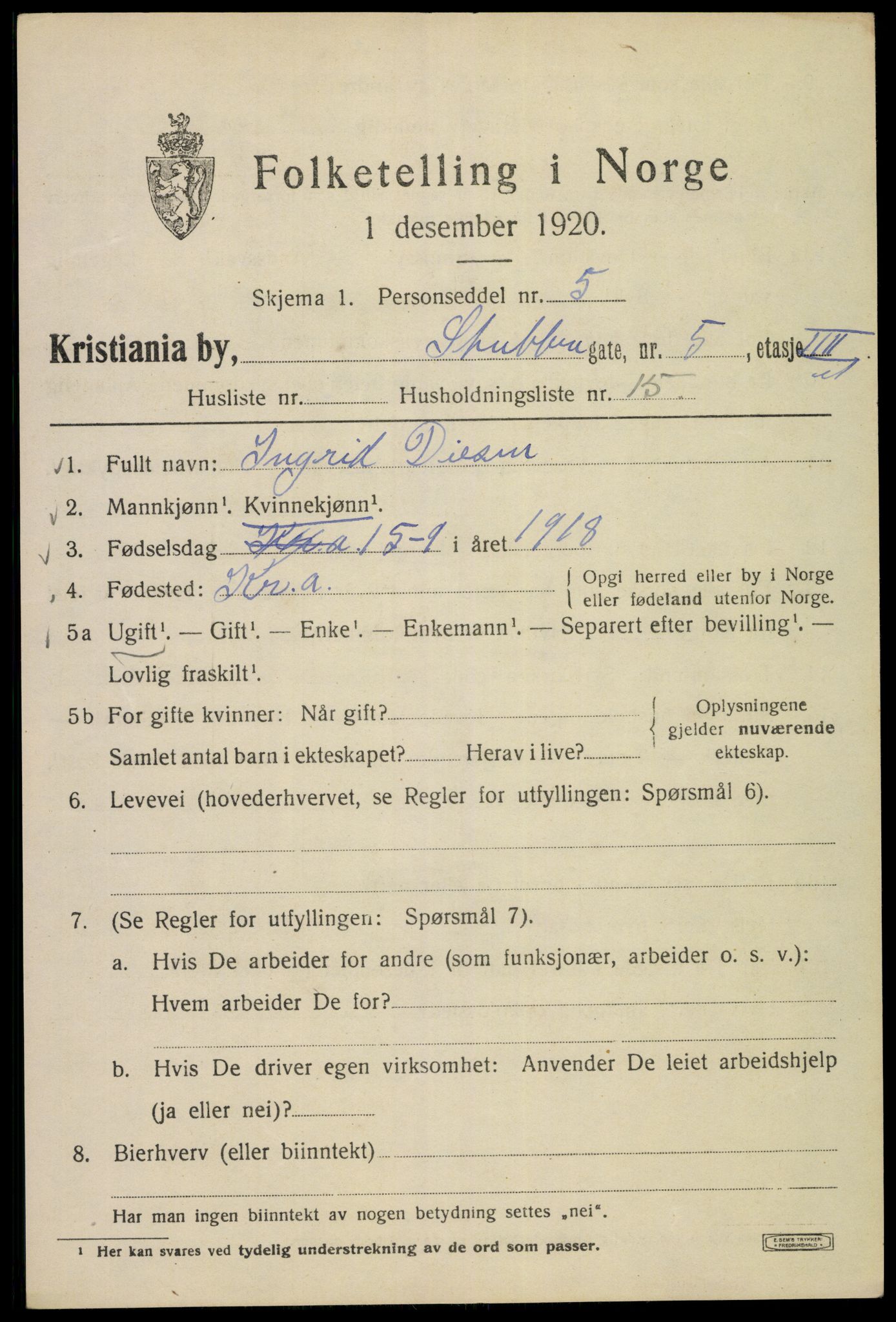 SAO, 1920 census for Kristiania, 1920, p. 553467