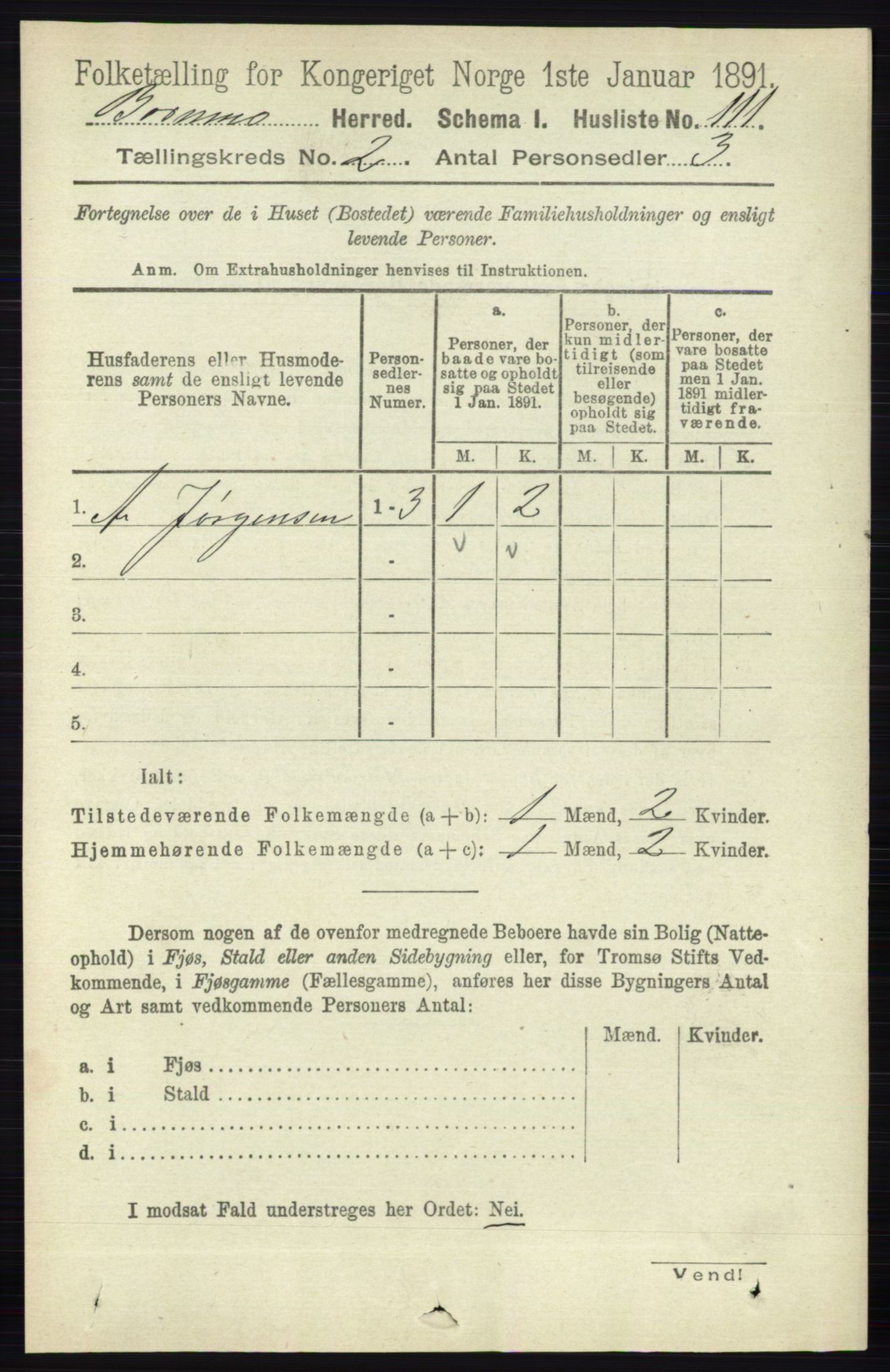 RA, 1891 census for 0219 Bærum, 1891, p. 1068