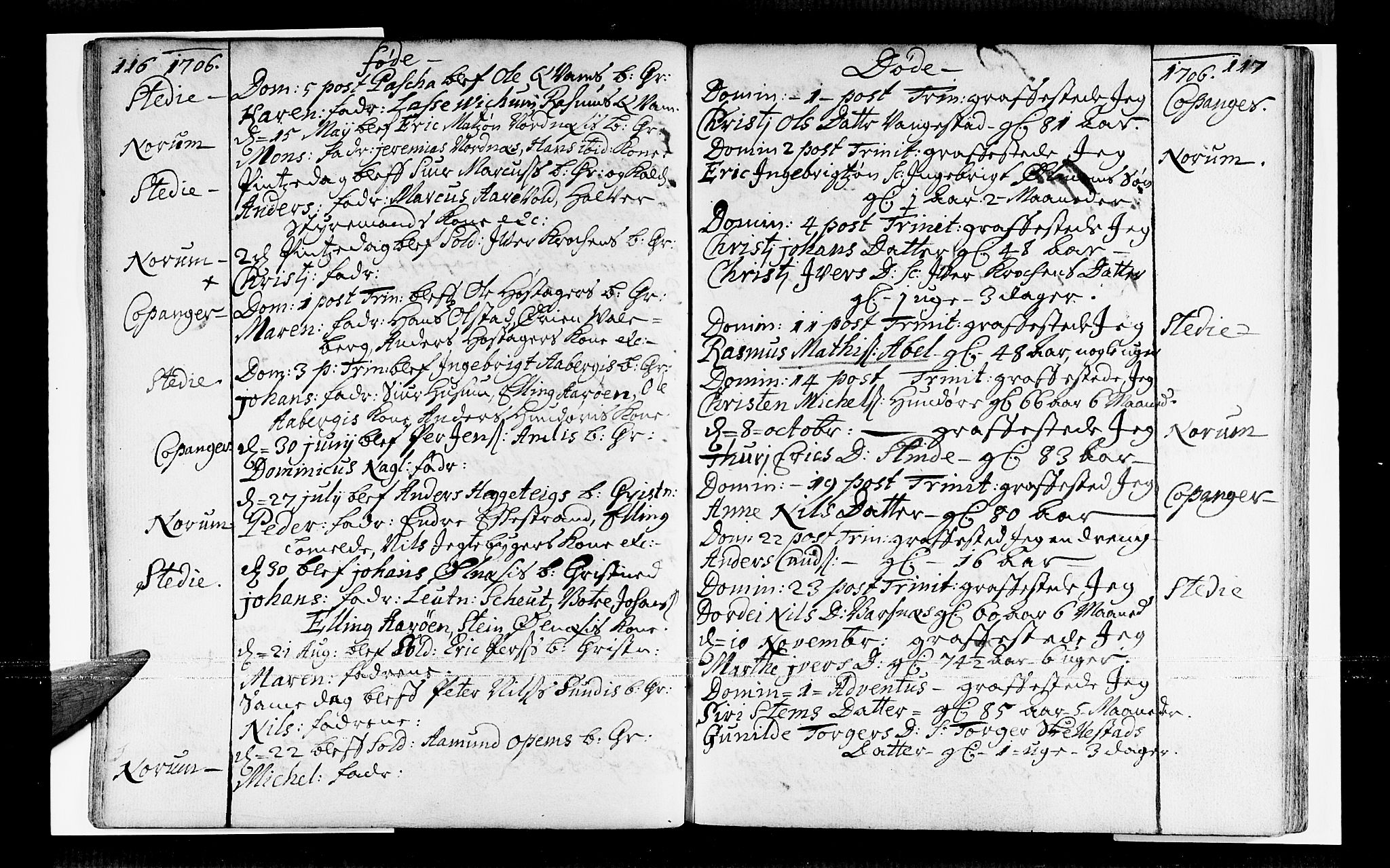 Sogndal sokneprestembete, AV/SAB-A-81301/H/Haa/Haaa/L0001: Parish register (official) no. A 1, 1689-1713, p. 116-117