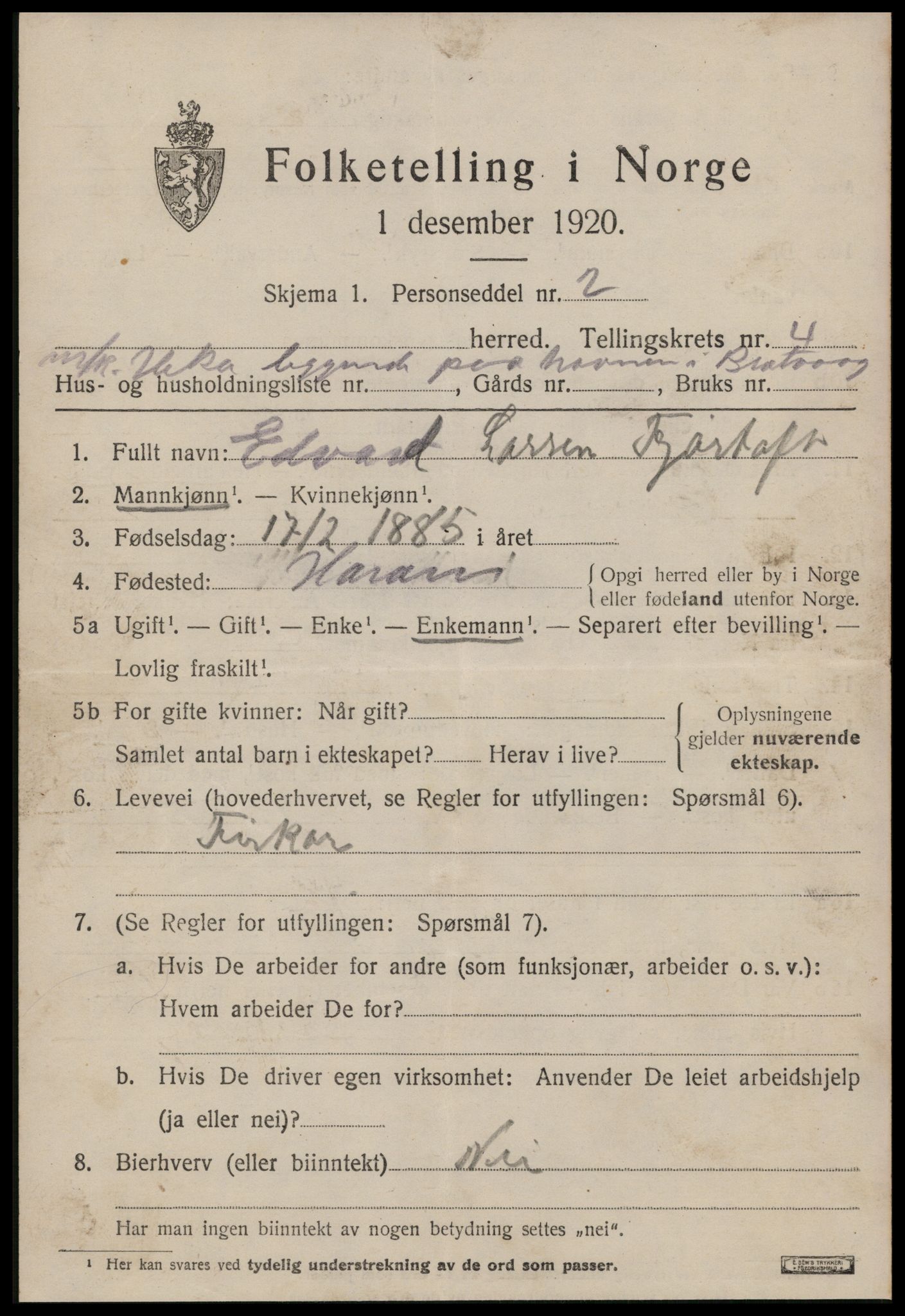 SAT, 1920 census for Haram, 1920, p. 2791