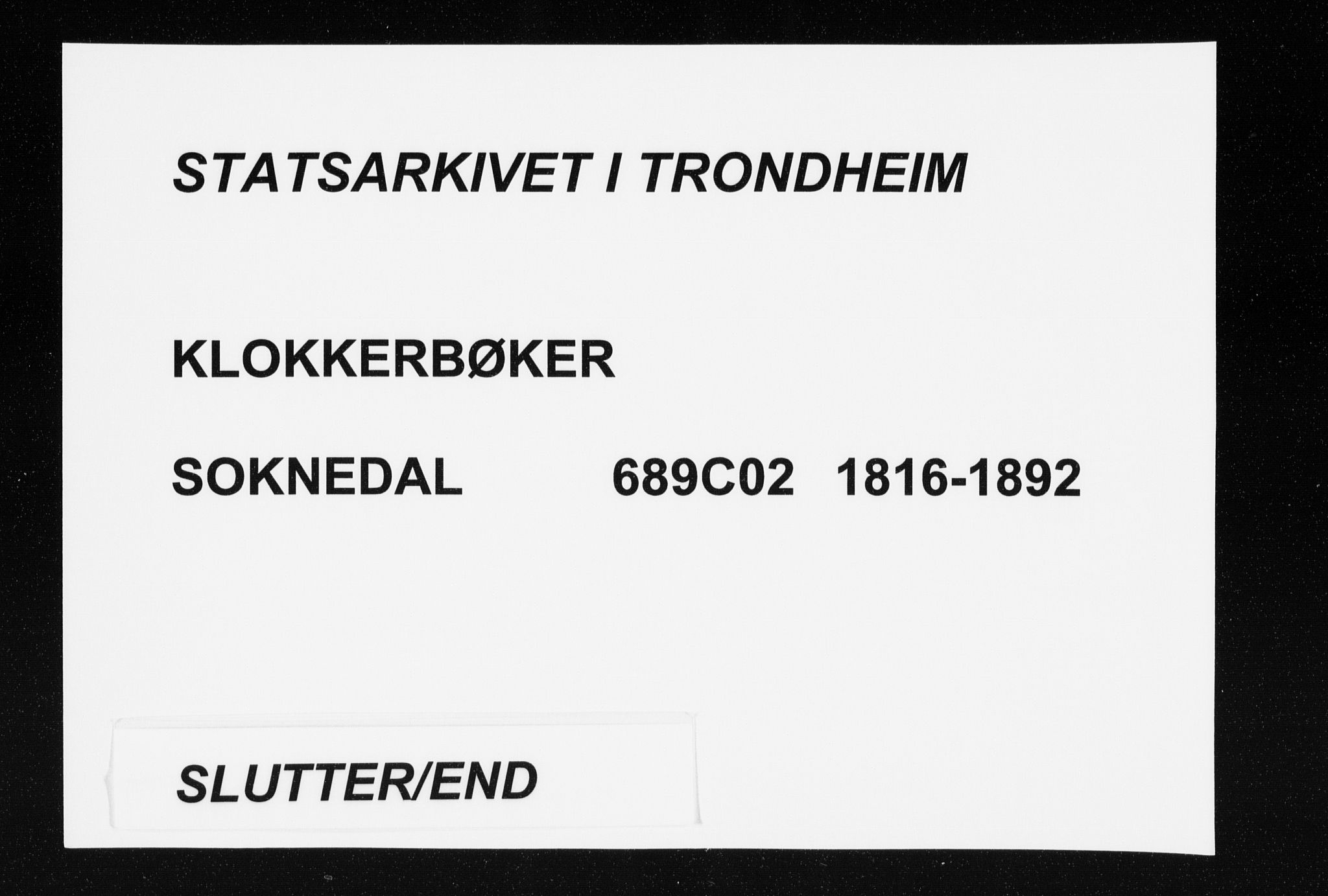 Ministerialprotokoller, klokkerbøker og fødselsregistre - Sør-Trøndelag, SAT/A-1456/689/L1043: Parish register (copy) no. 689C02, 1816-1892