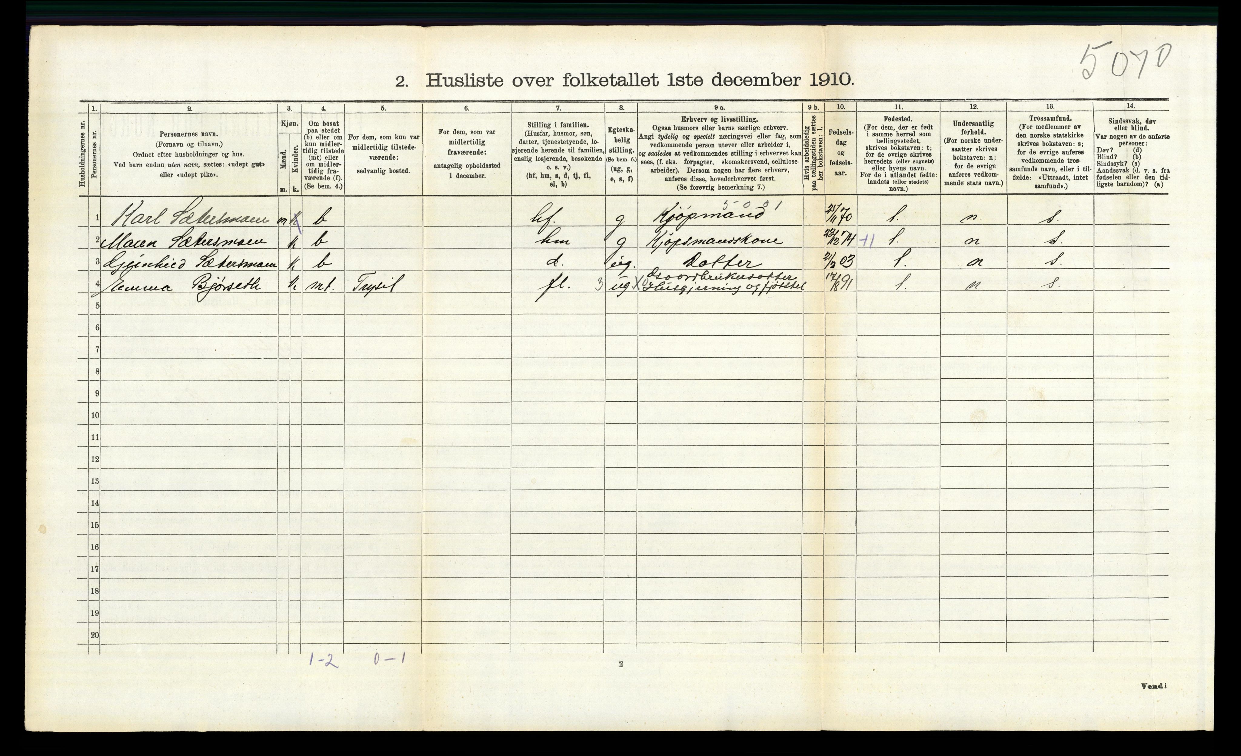 RA, 1910 census for Trysil, 1910, p. 328