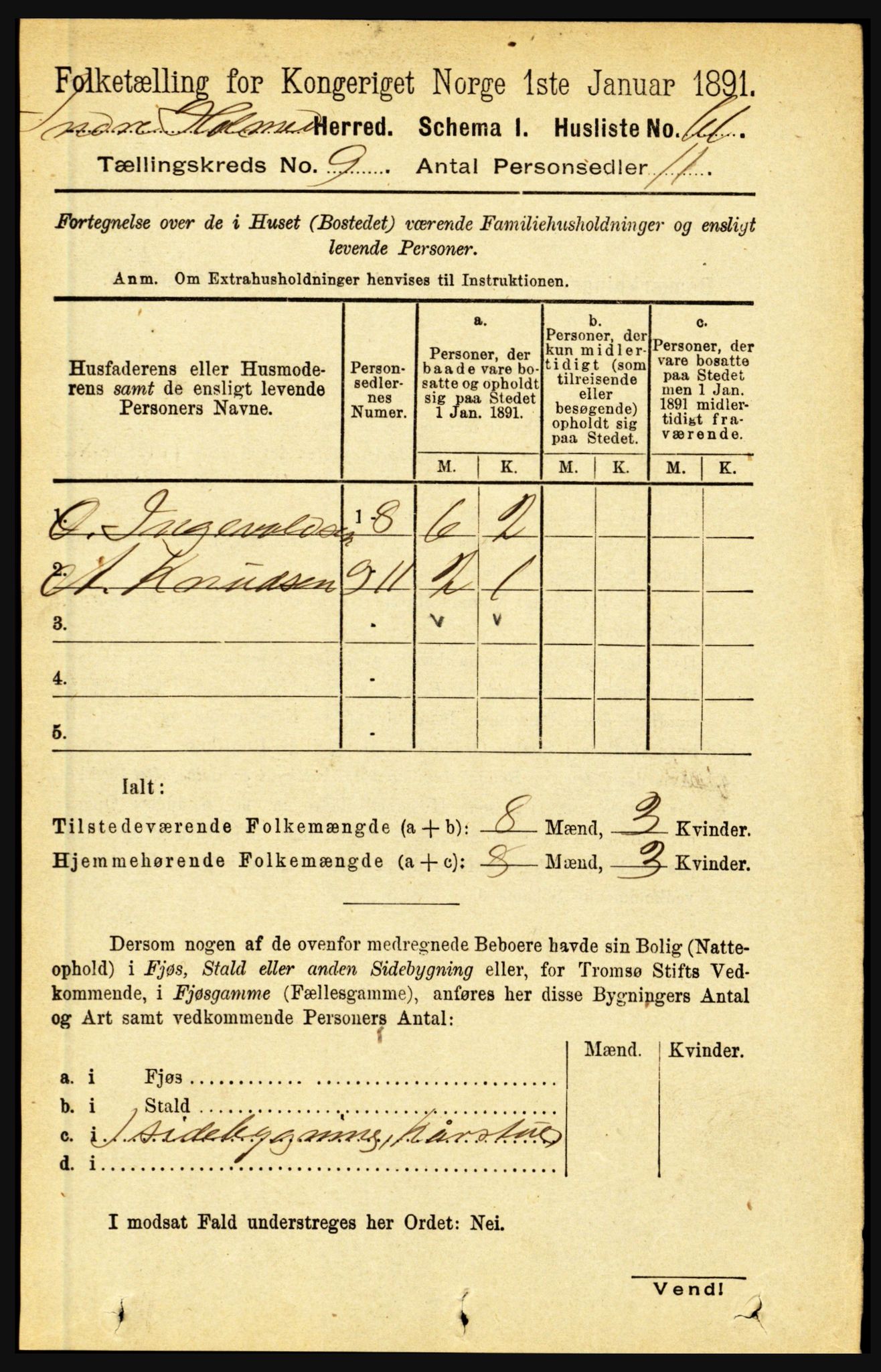 RA, 1891 census for 1430 Indre Holmedal, 1891, p. 4013