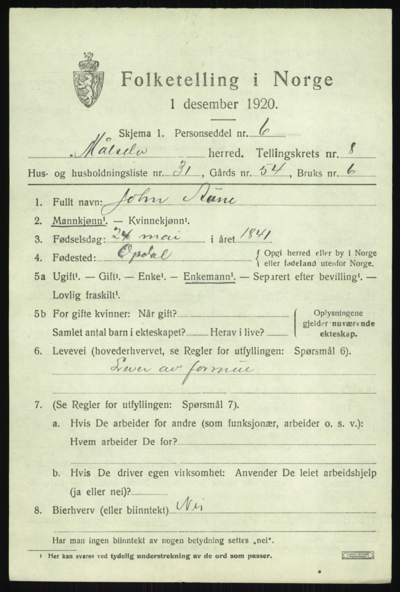 SATØ, 1920 census for Målselv, 1920, p. 5259