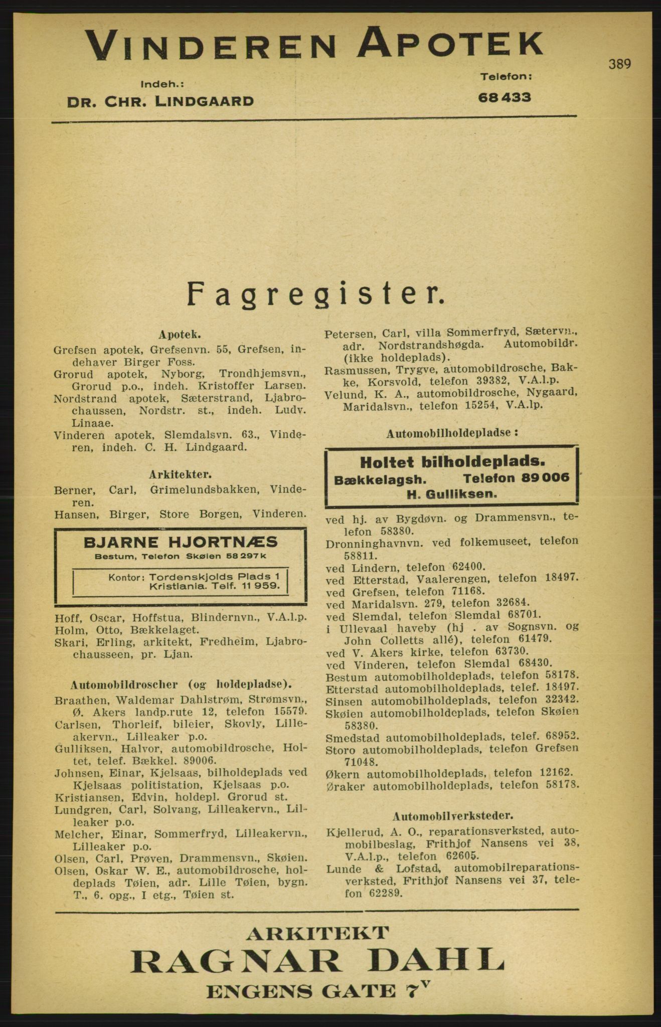 Aker adressebok/adressekalender, PUBL/001/A/003: Akers adressekalender, 1924-1925, p. 389