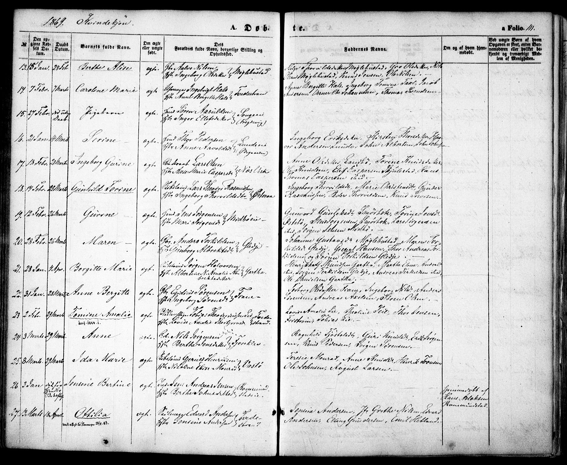 Holt sokneprestkontor, AV/SAK-1111-0021/F/Fa/L0009: Parish register (official) no. A 9, 1861-1871, p. 111