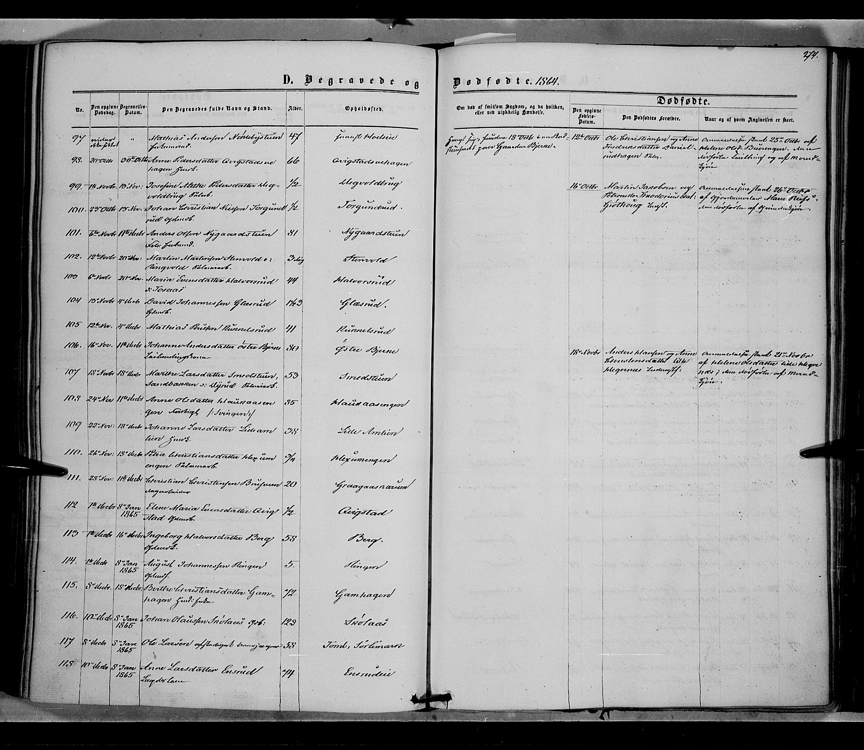 Vestre Toten prestekontor, SAH/PREST-108/H/Ha/Haa/L0007: Parish register (official) no. 7, 1862-1869, p. 274