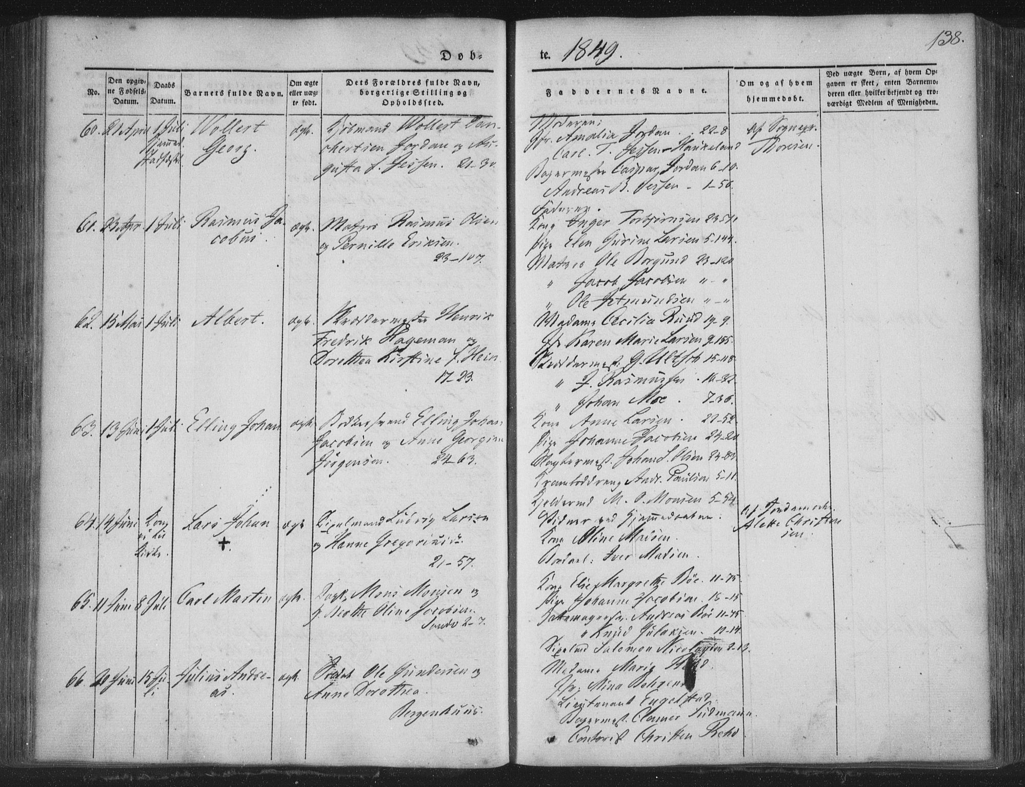 Korskirken sokneprestembete, SAB/A-76101/H/Haa/L0016: Parish register (official) no. B 2, 1841-1851, p. 138