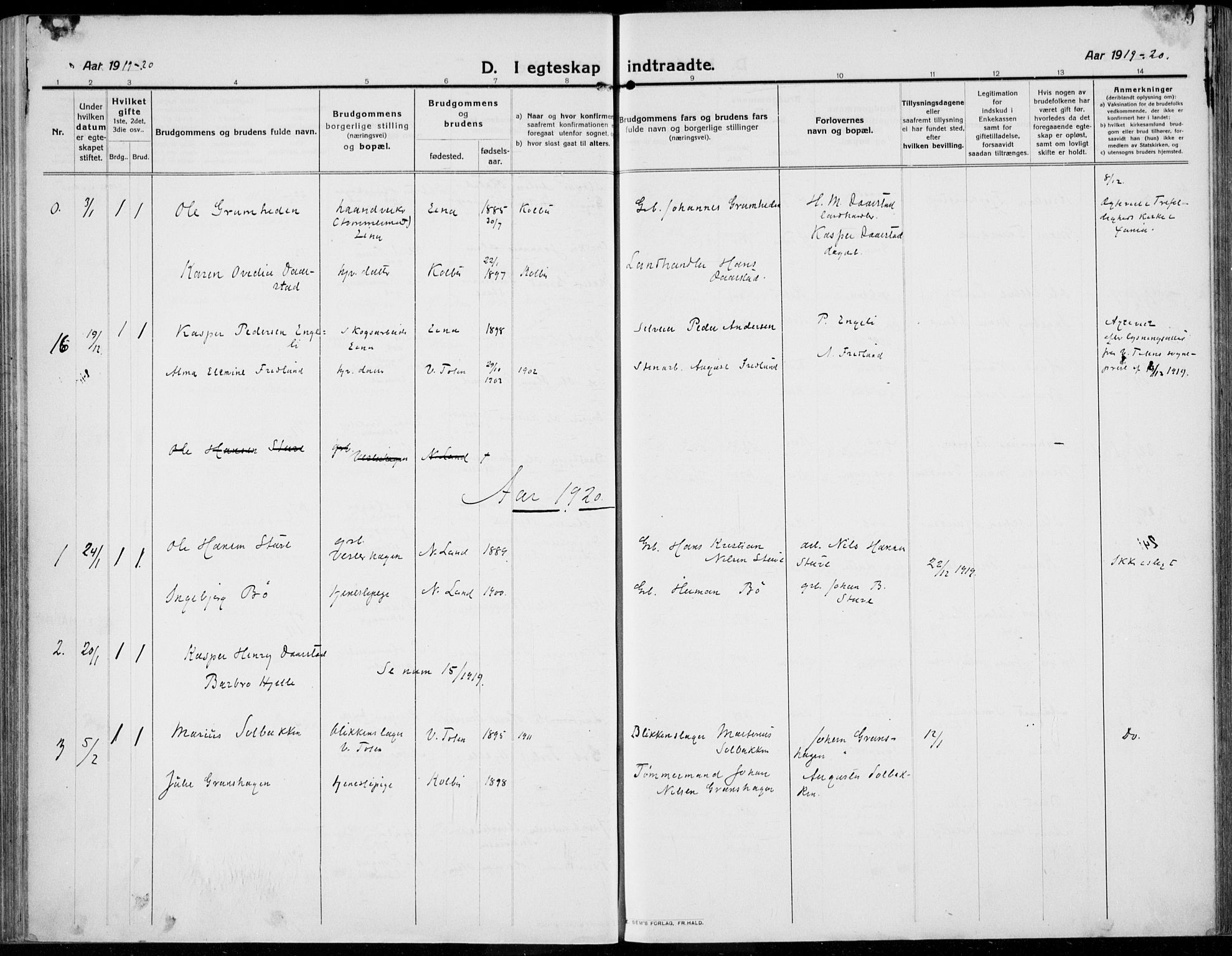 Kolbu prestekontor, SAH/PREST-110/H/Ha/Haa/L0002: Parish register (official) no. 2, 1912-1926, p. 209