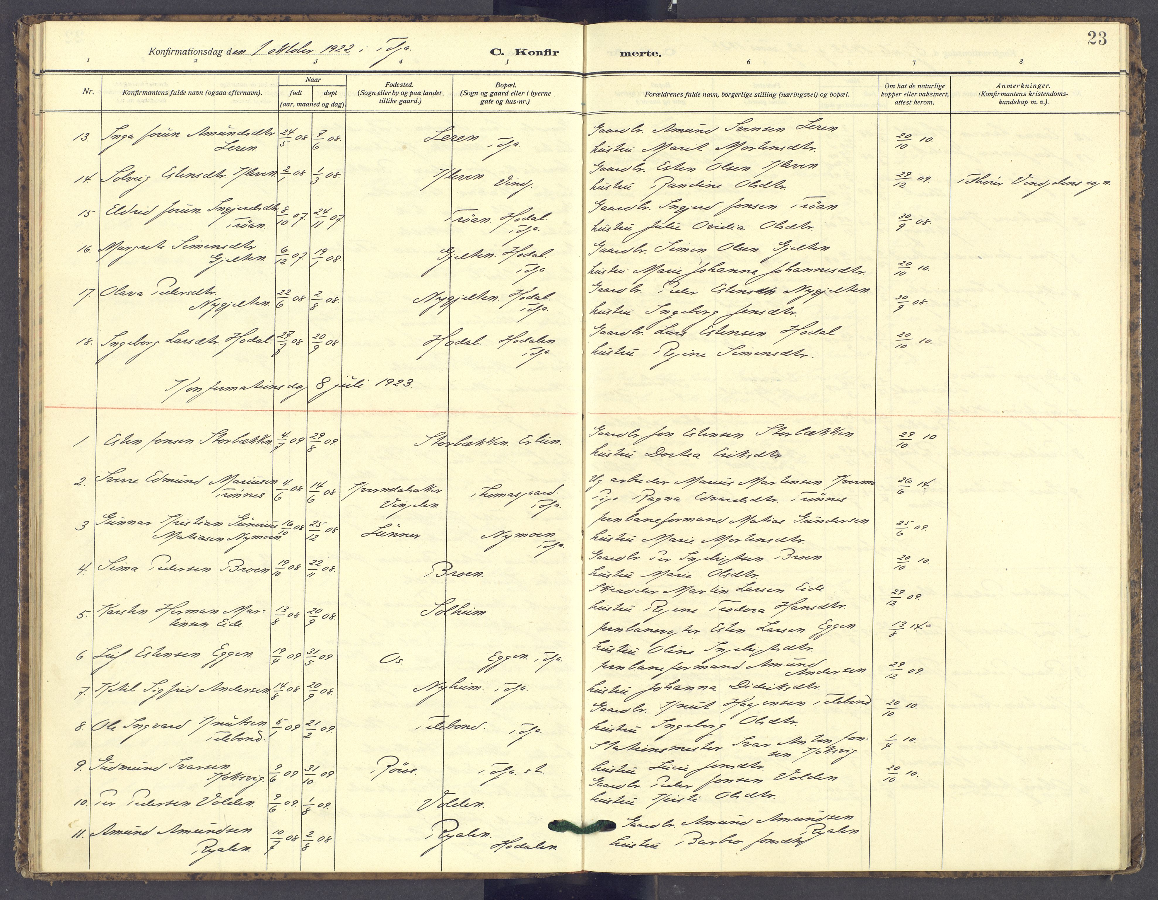 Tolga prestekontor, AV/SAH-PREST-062/K/L0016: Parish register (official) no. 16, 1908-1957, p. 23