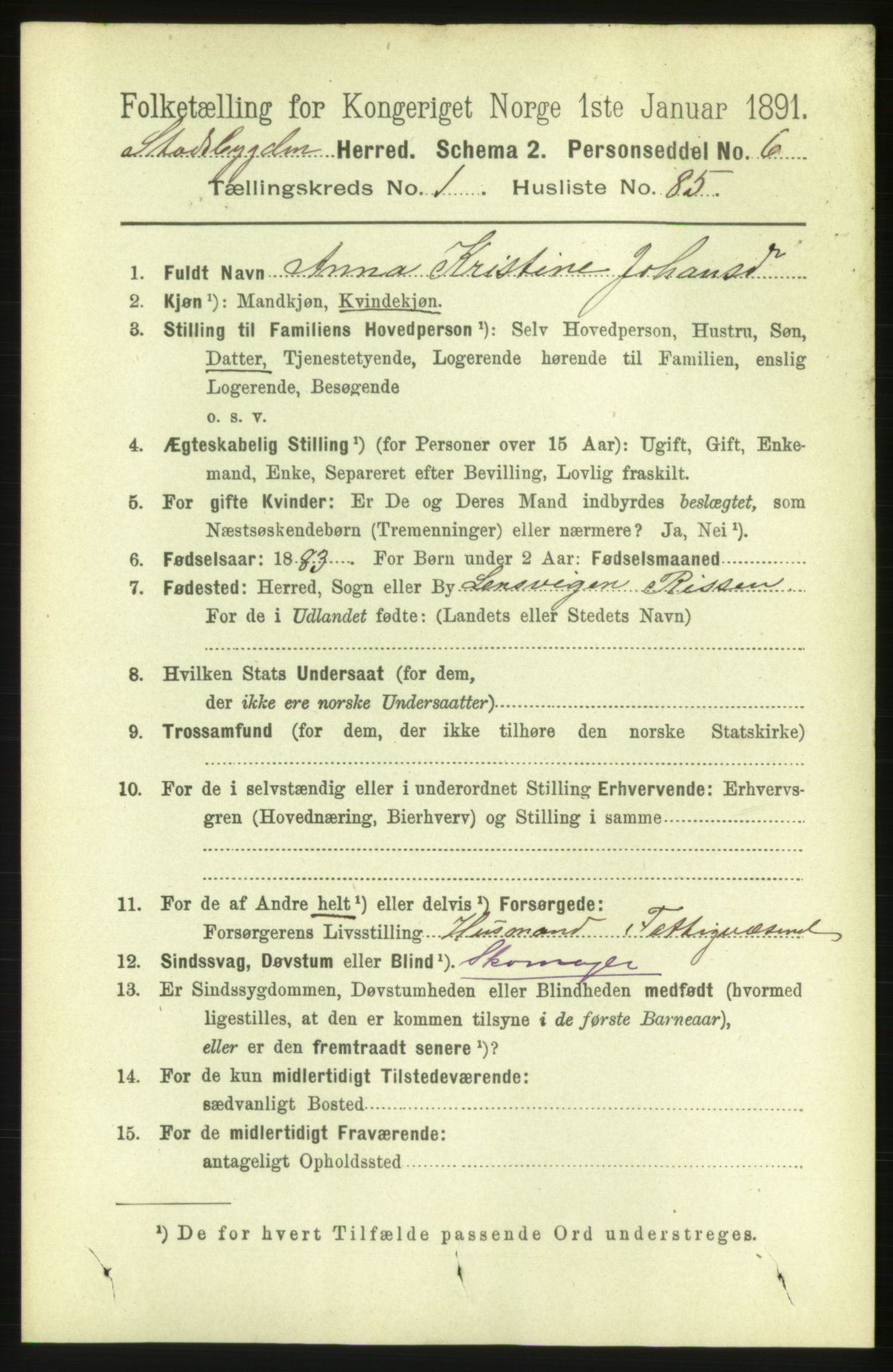 RA, 1891 census for 1625 Stadsbygd, 1891, p. 676
