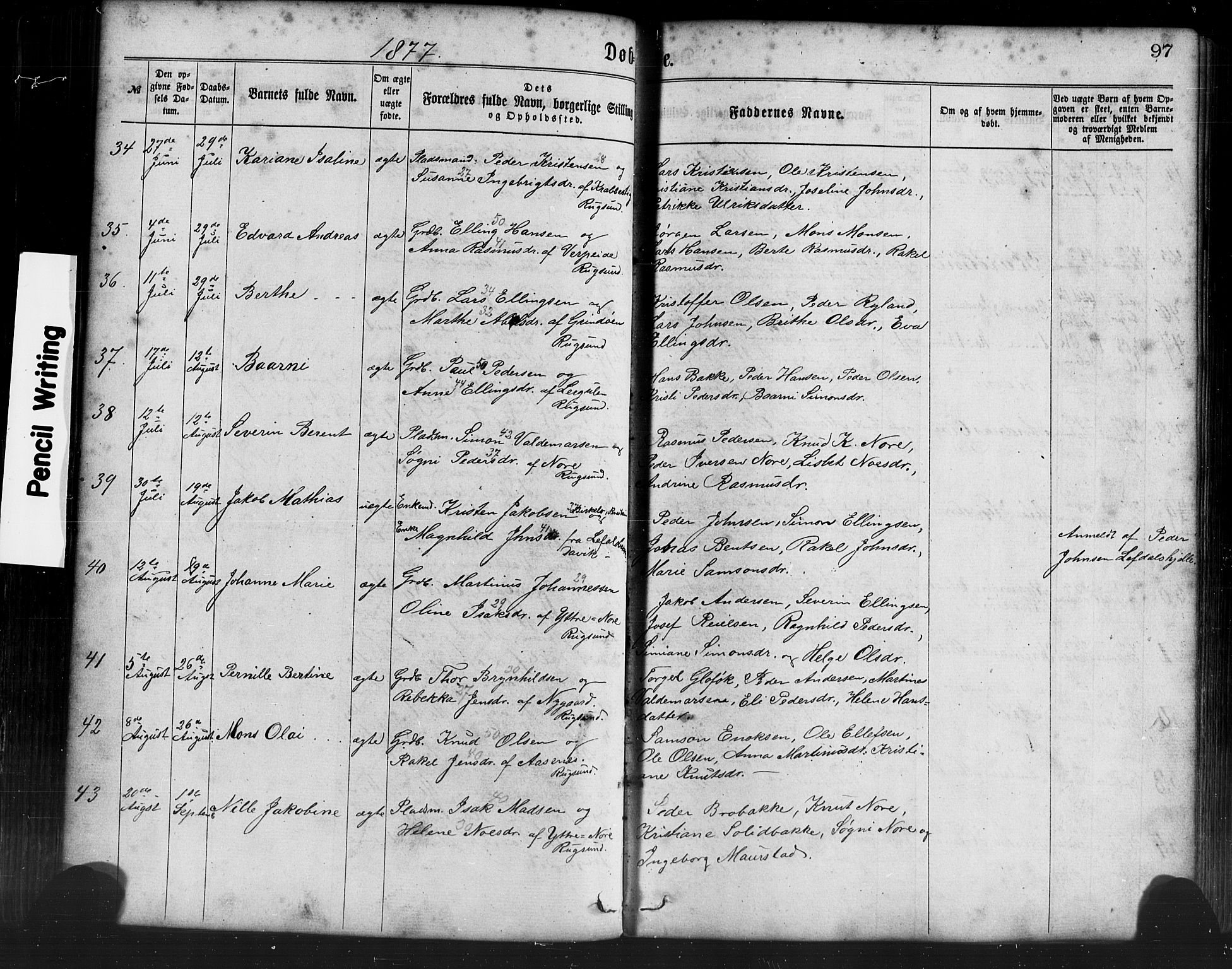 Davik sokneprestembete, AV/SAB-A-79701/H/Haa/Haaa/L0006: Parish register (official) no. A 6, 1867-1881, p. 97