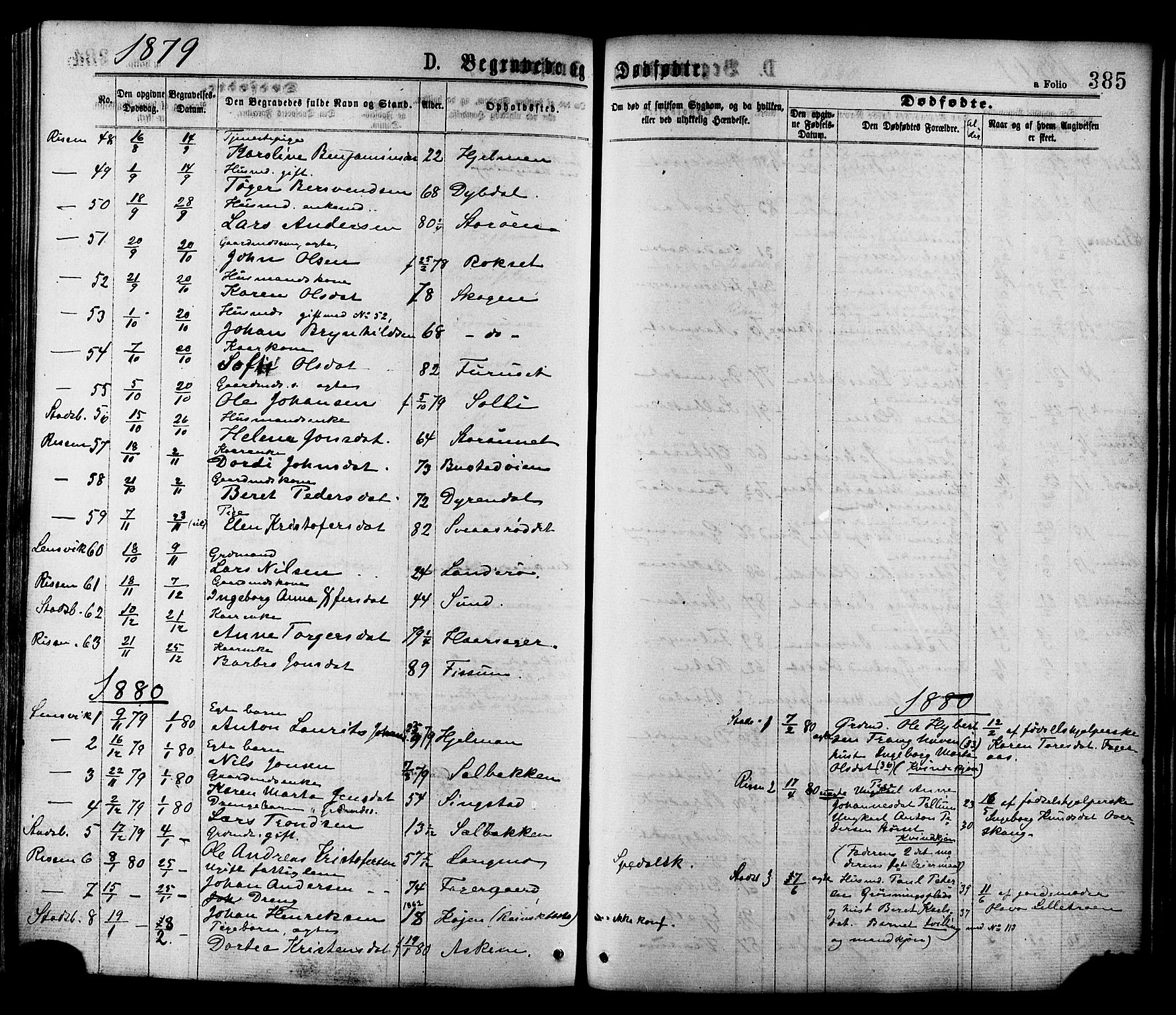 Ministerialprotokoller, klokkerbøker og fødselsregistre - Sør-Trøndelag, AV/SAT-A-1456/646/L0613: Parish register (official) no. 646A11, 1870-1884, p. 385