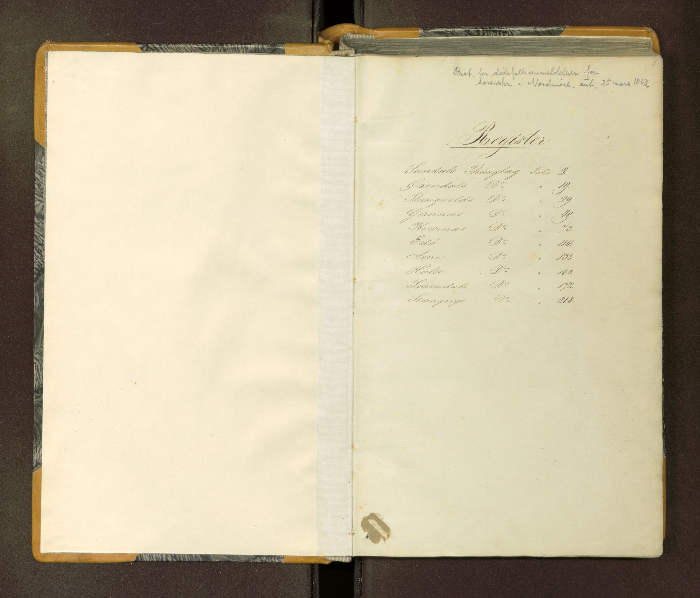 Nordmøre sorenskriveri, SAT/A-4132/1/3/3L/L0001: Dødsfallsprotokoll, 1864-1872, p. 1
