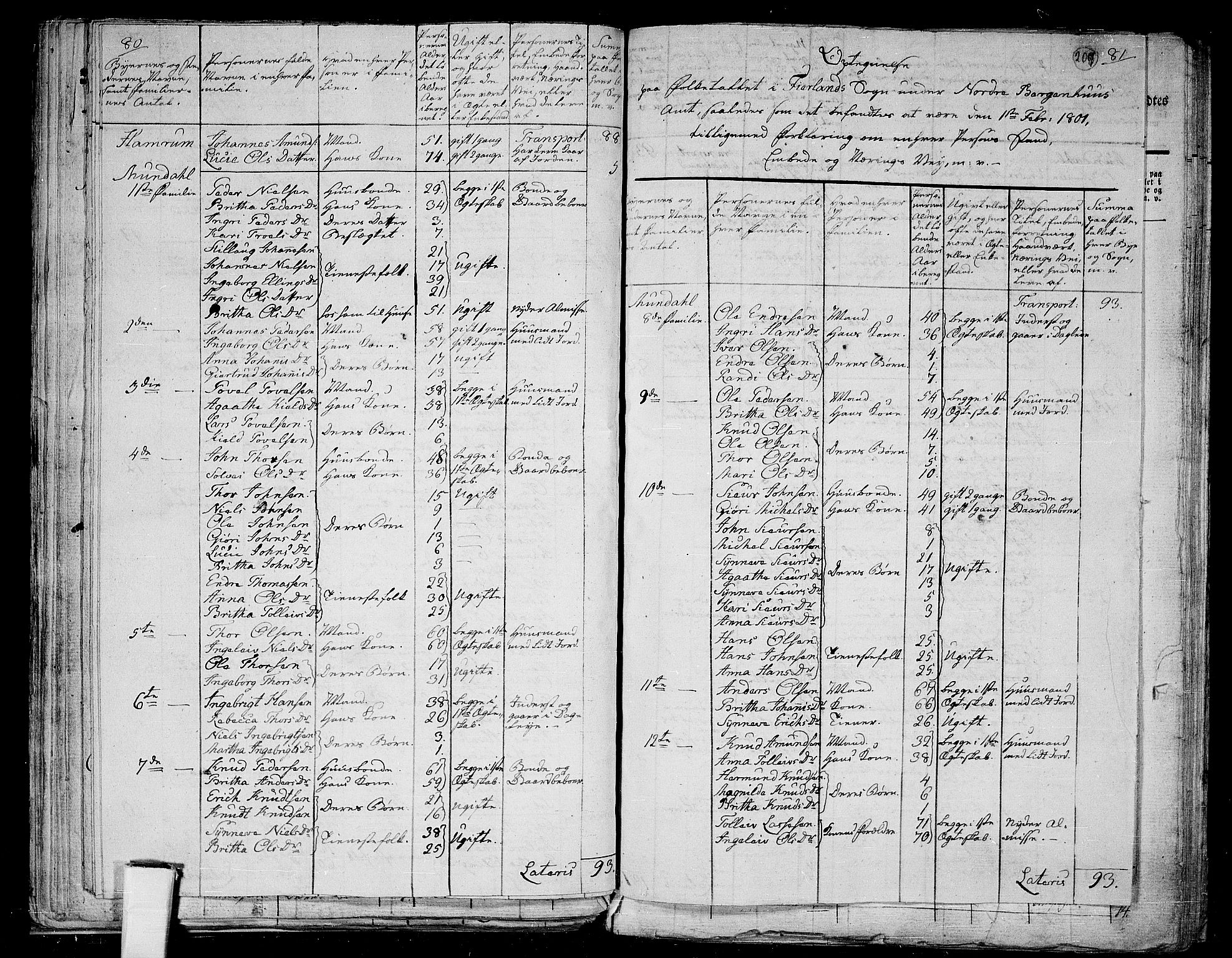 RA, 1801 census for 1419P Leikanger, 1801, p. 206b-207a