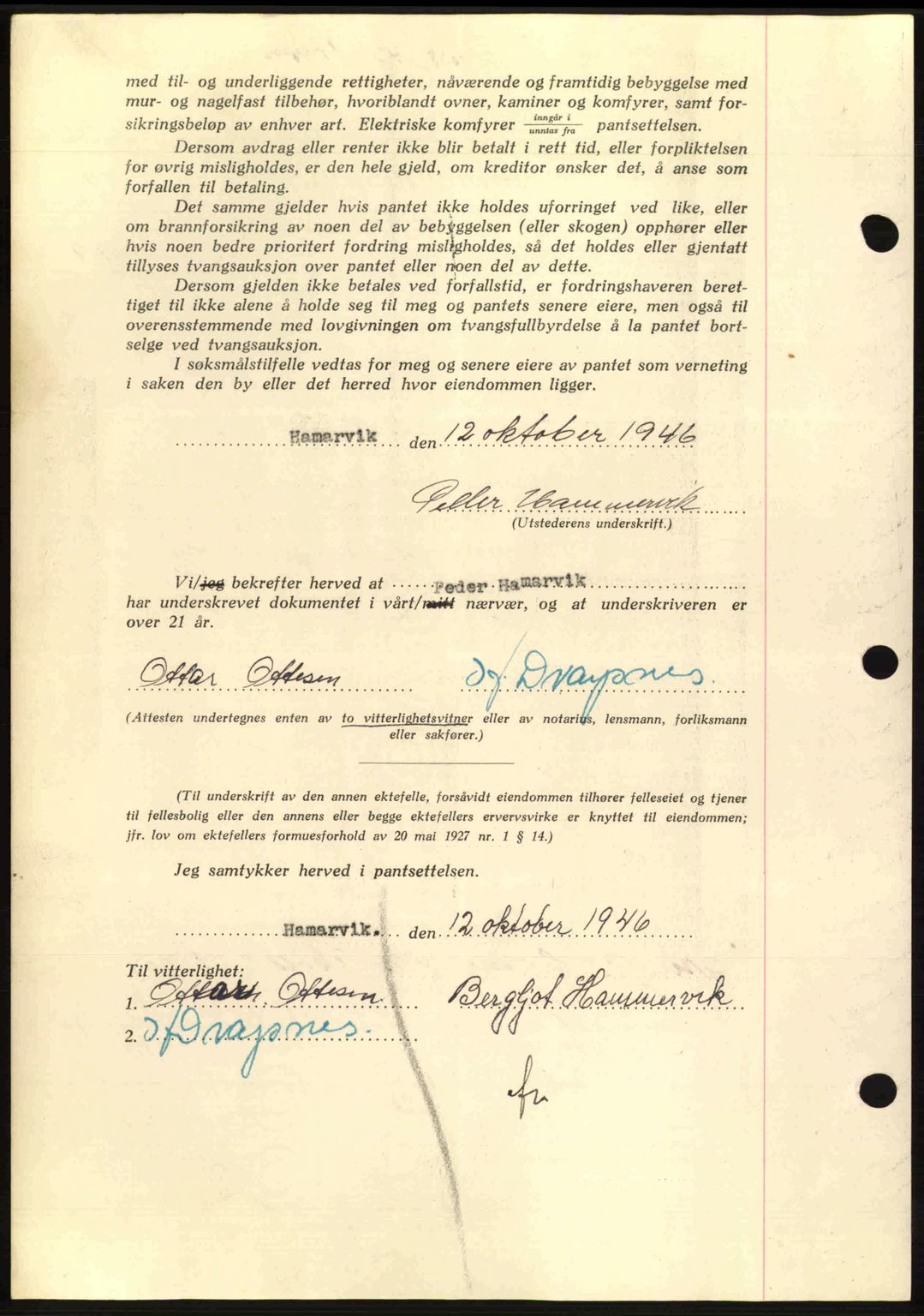 Hitra sorenskriveri, AV/SAT-A-0018/2/2C/2Ca: Mortgage book no. B1, 1939-1949, Diary no: : 1034/1946