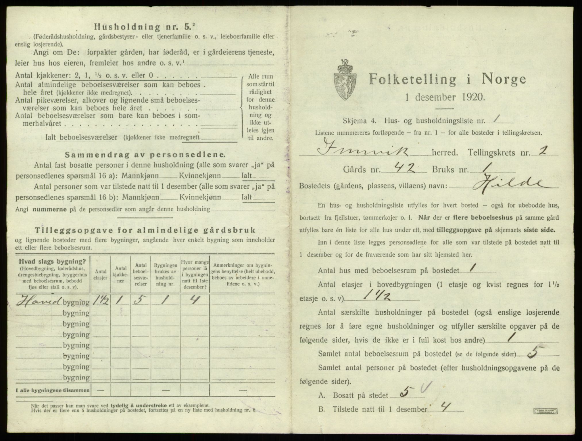 SAB, 1920 census for Innvik, 1920, p. 76