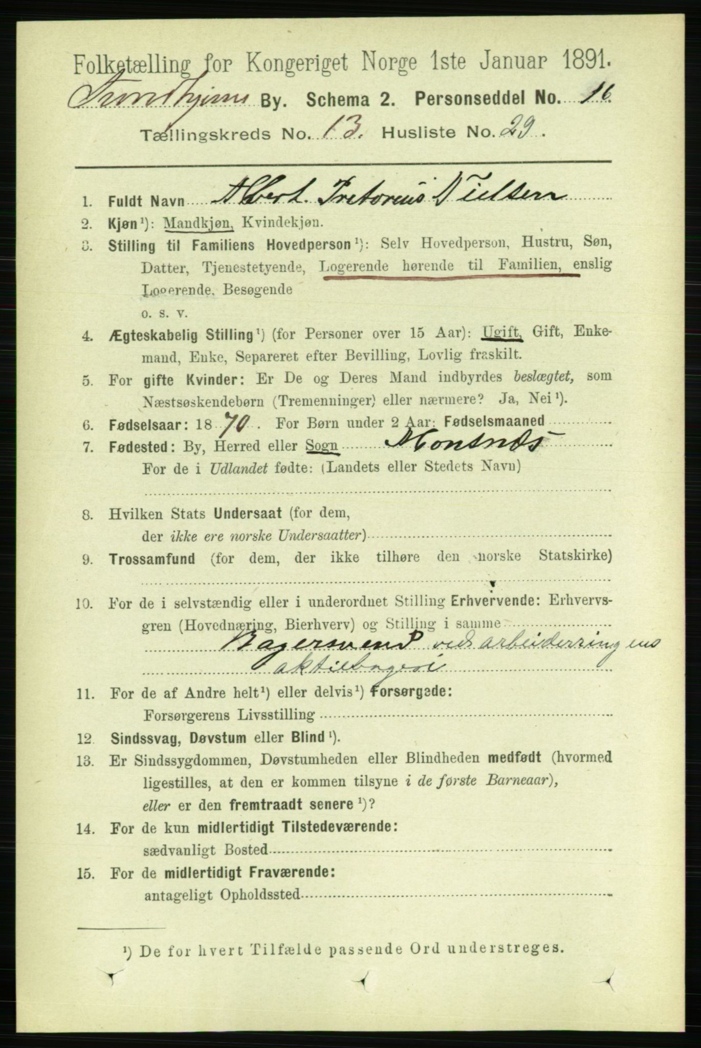 RA, 1891 census for 1601 Trondheim, 1891, p. 10542