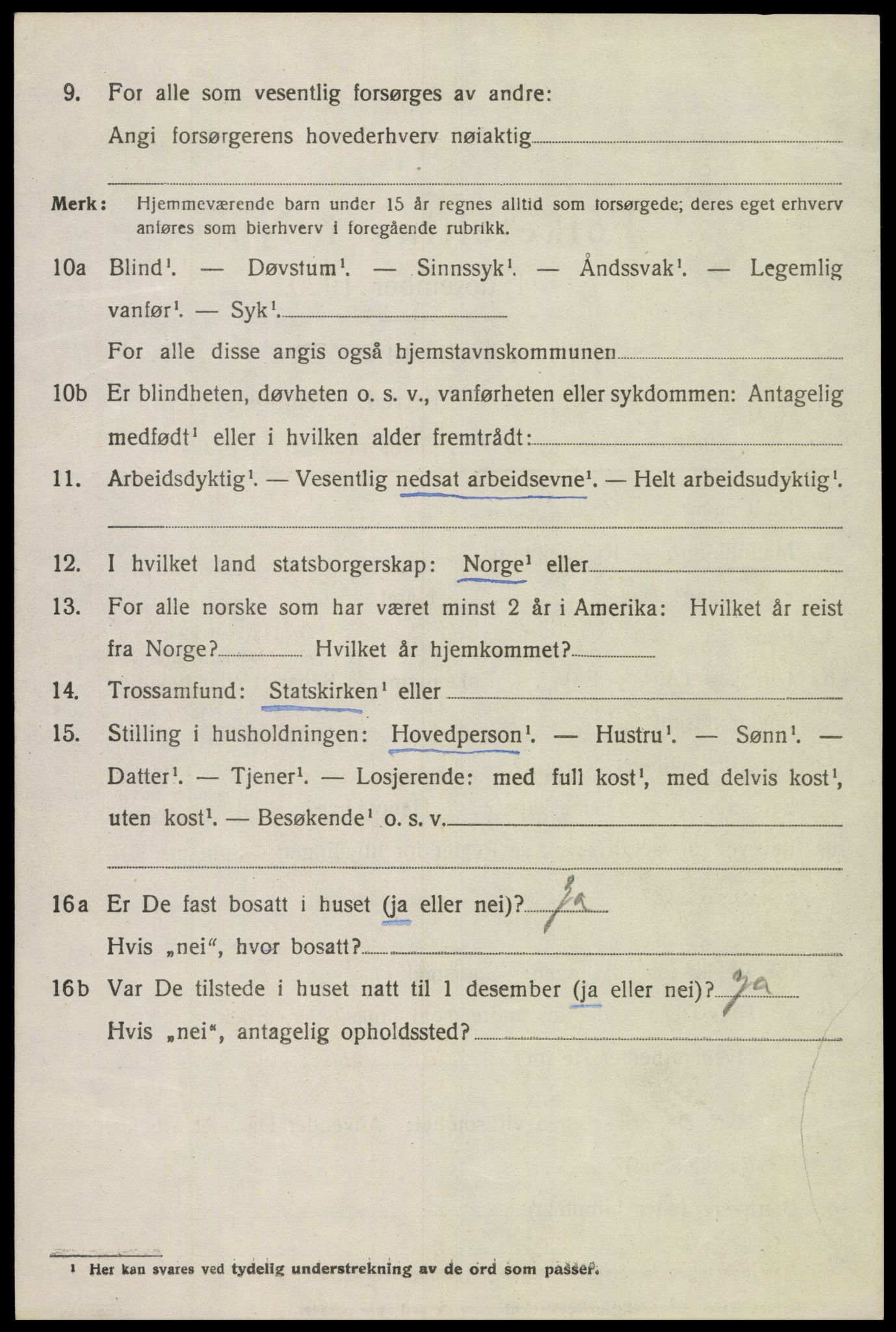SAK, 1920 census for Lista, 1920, p. 4966