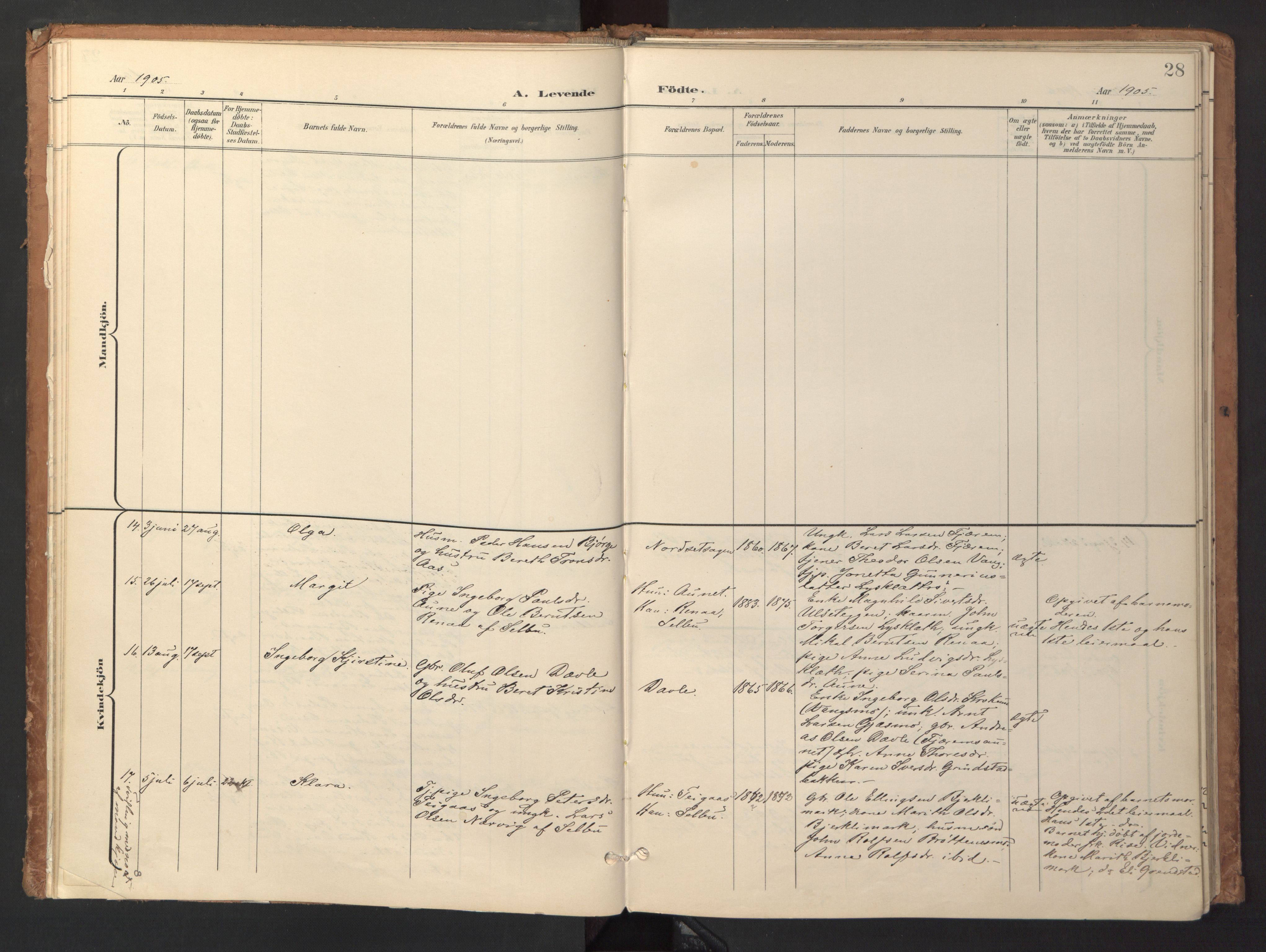 Ministerialprotokoller, klokkerbøker og fødselsregistre - Sør-Trøndelag, SAT/A-1456/618/L0448: Parish register (official) no. 618A11, 1898-1916, p. 28
