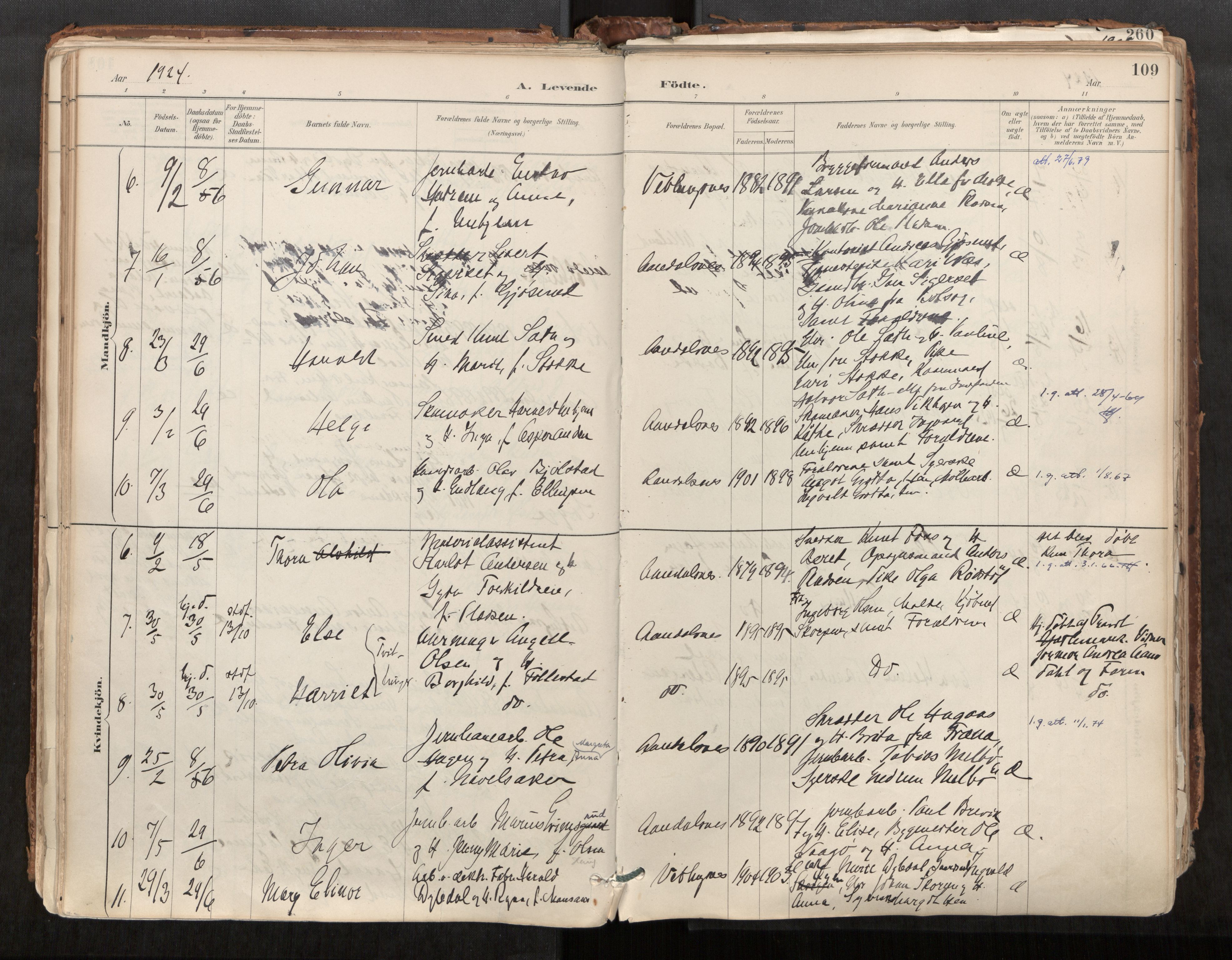 Ministerialprotokoller, klokkerbøker og fødselsregistre - Møre og Romsdal, AV/SAT-A-1454/544/L0585: Parish register (official) no. 544A06, 1887-1924, p. 109