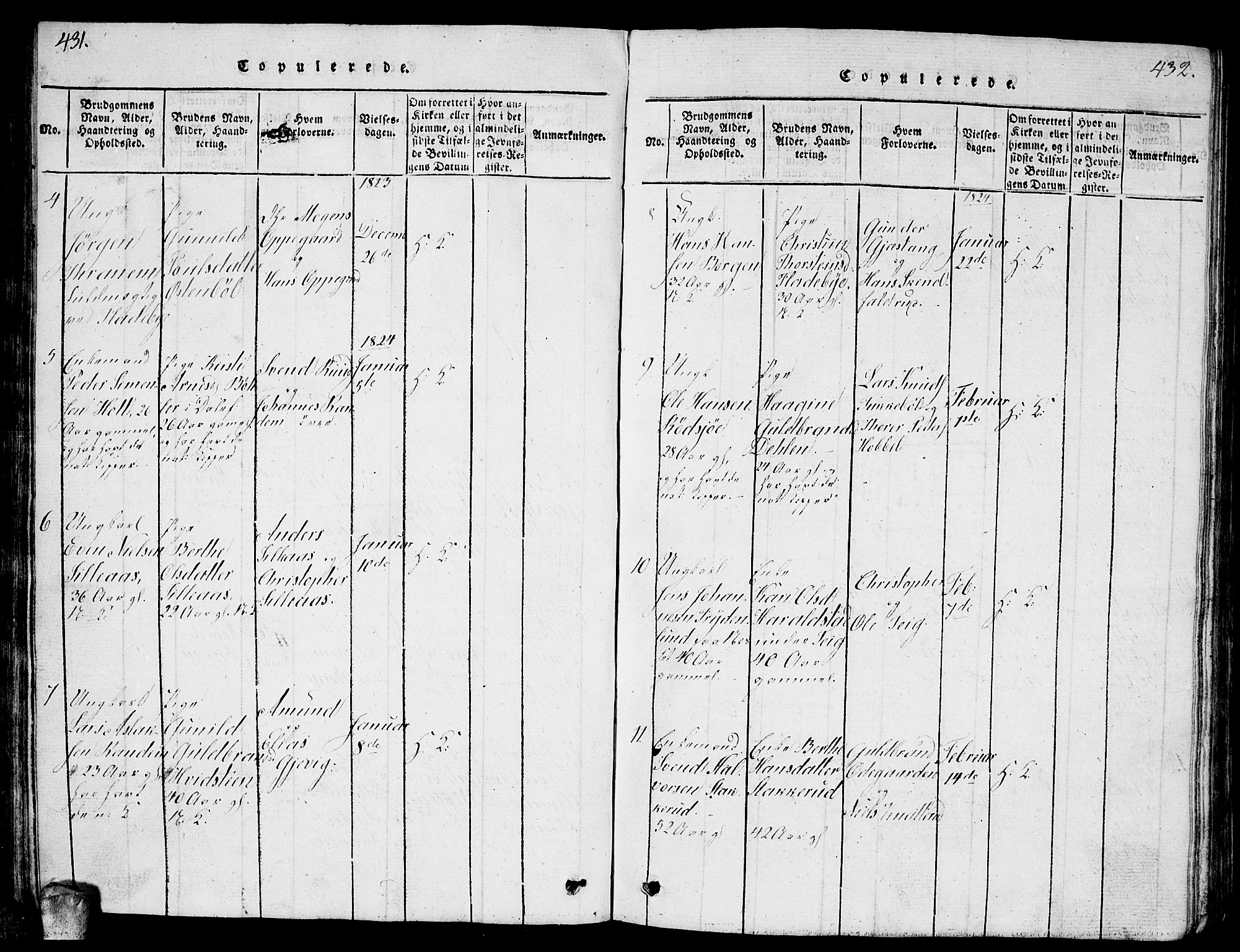 Enebakk prestekontor Kirkebøker, AV/SAO-A-10171c/G/Ga/L0001: Parish register (copy) no. I 1, 1815-1833, p. 431-432