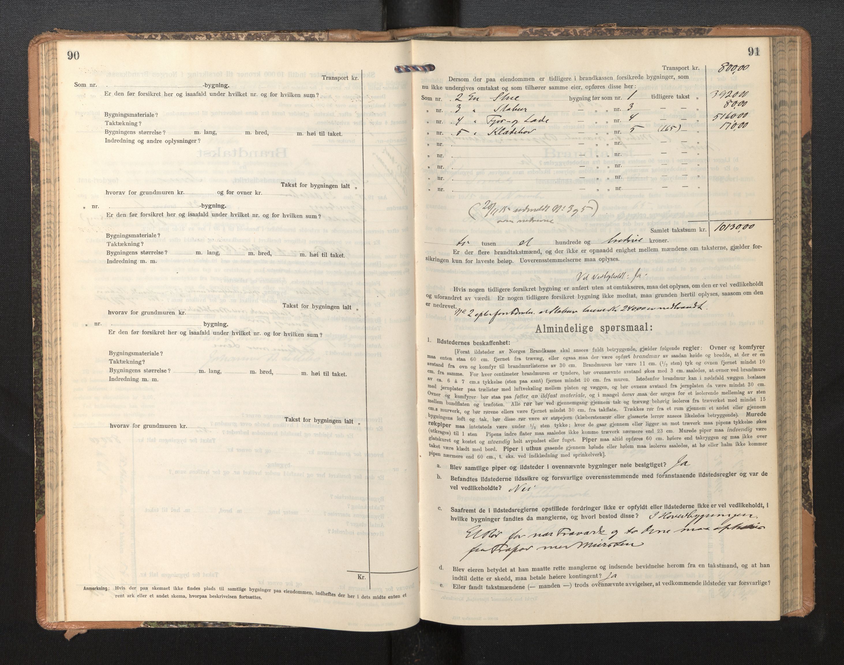 Lensmannen i Sogndal, AV/SAB-A-29901/0012/L0011: Branntakstprotokoll, skjematakst, 1914-1922, p. 90-91