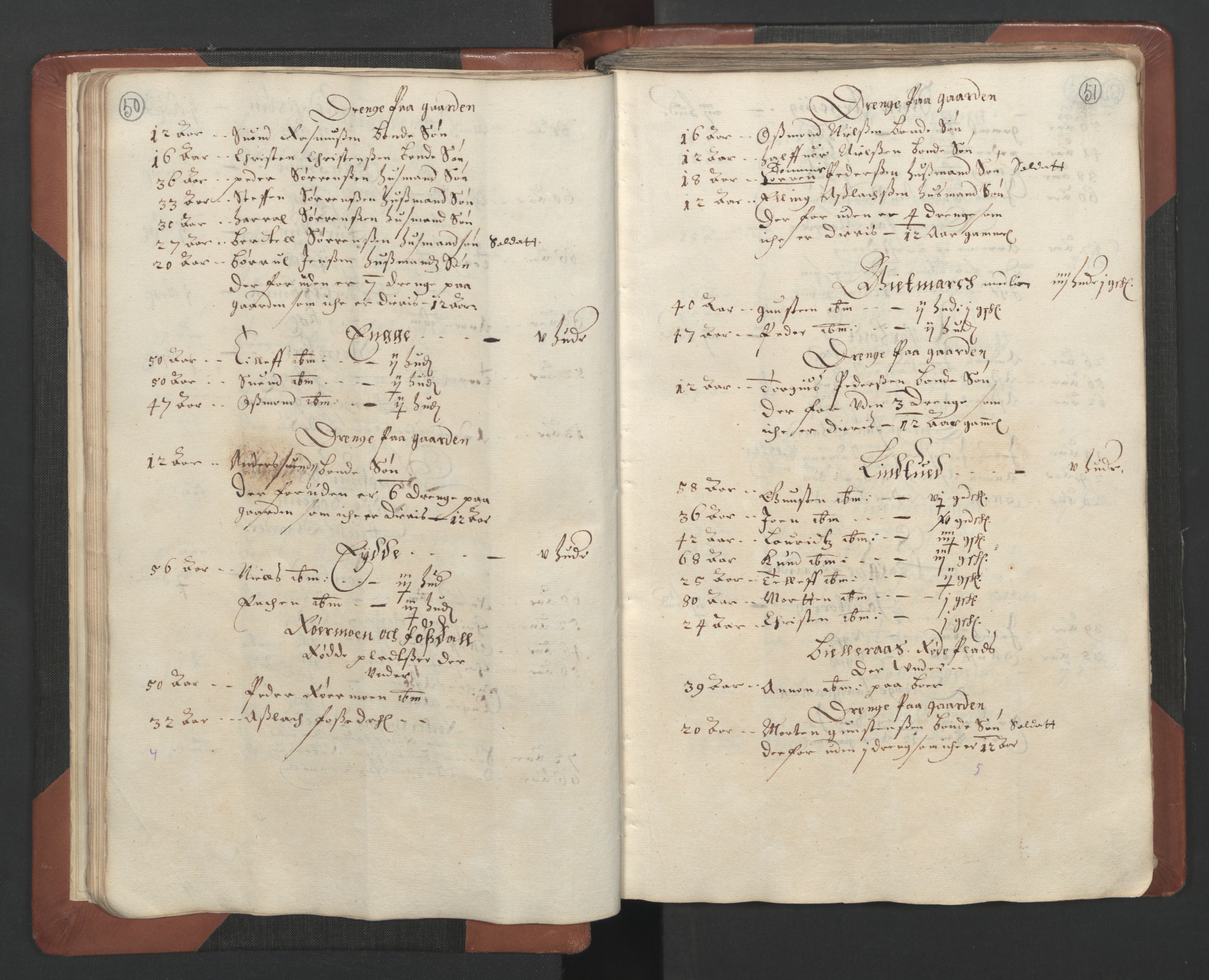 RA, Bailiff's Census 1664-1666, no. 7: Nedenes fogderi, 1664-1666, p. 50-51