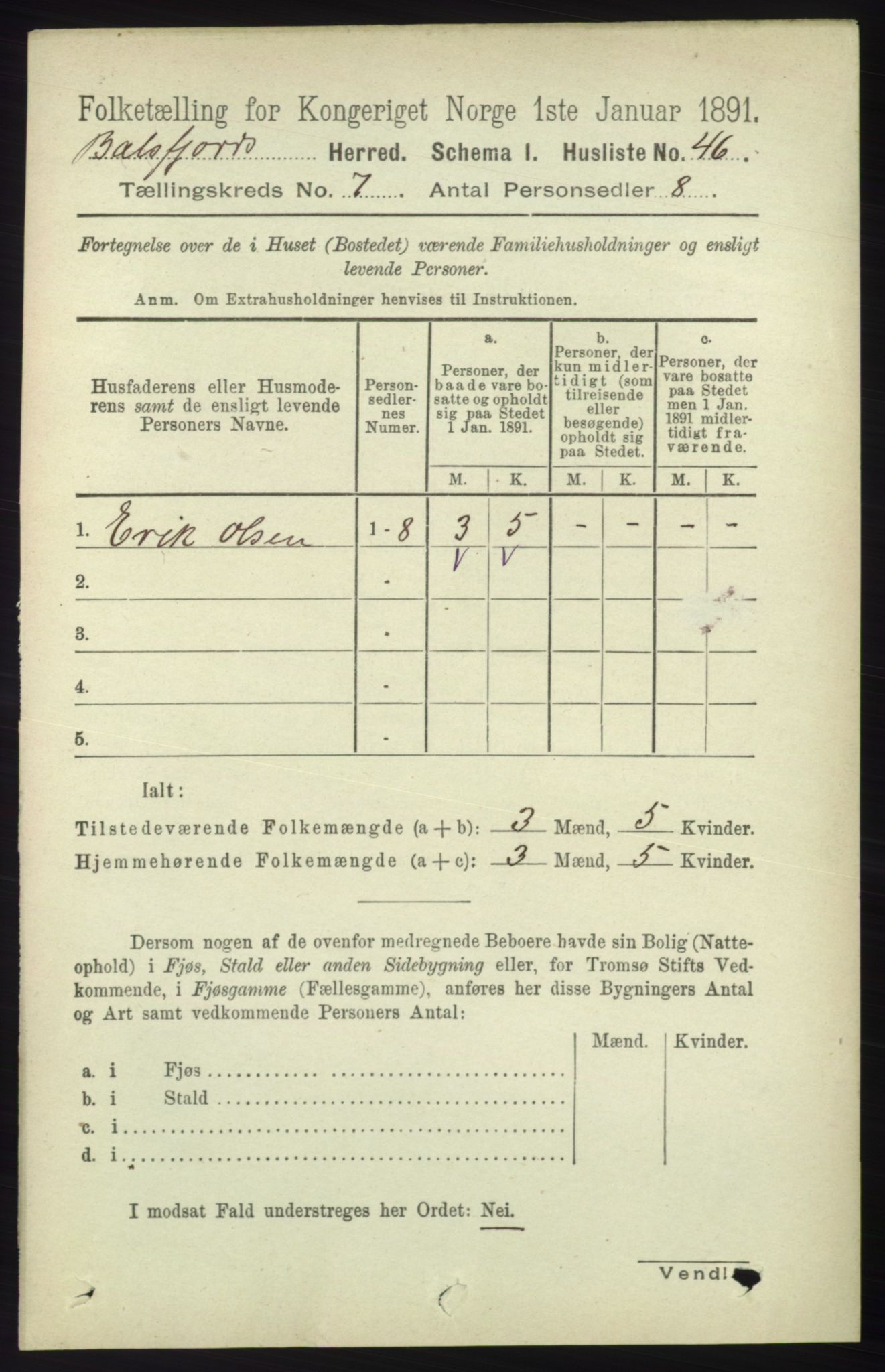 RA, 1891 census for 1933 Balsfjord, 1891, p. 2018