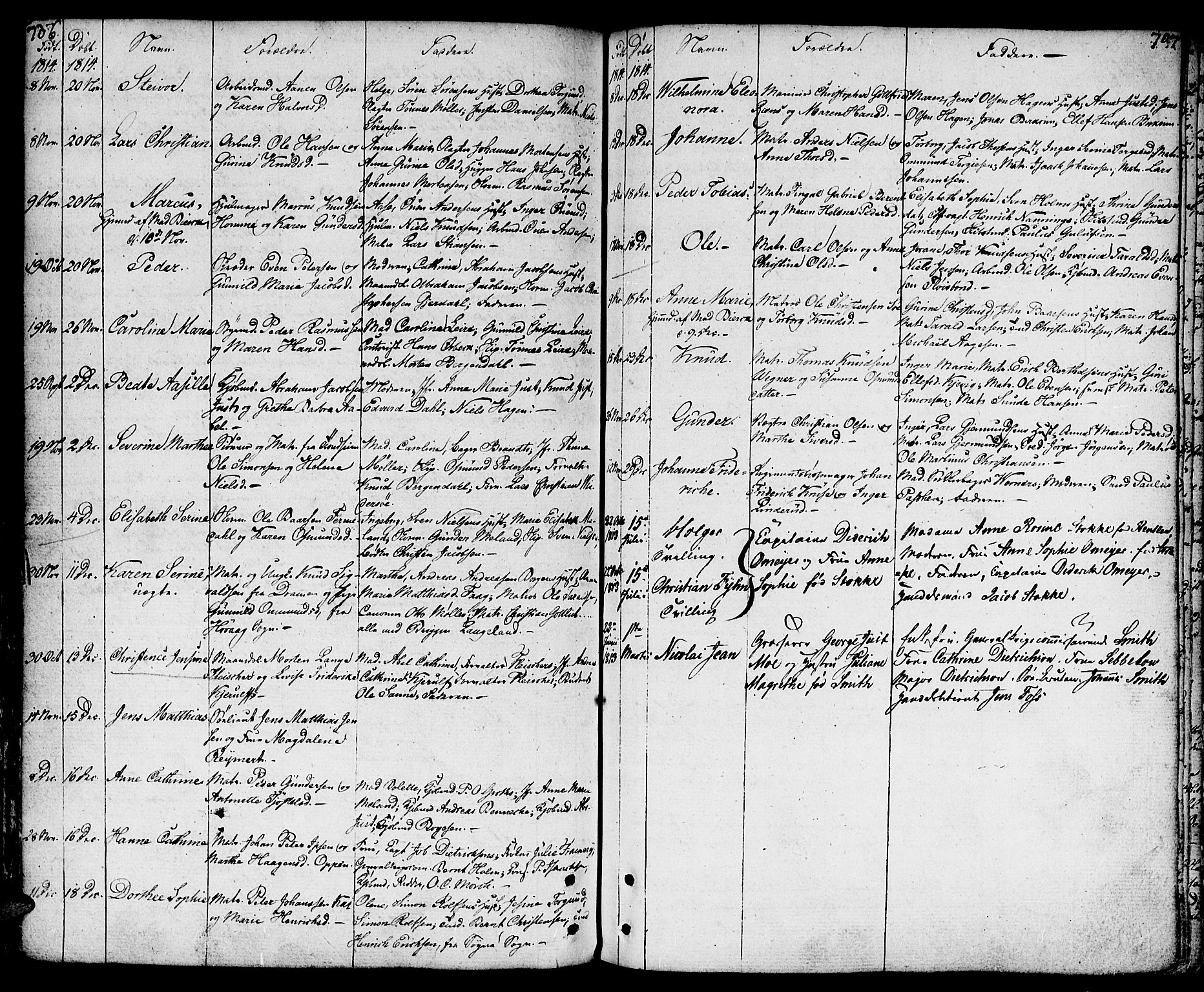 Kristiansand domprosti, SAK/1112-0006/F/Fa/L0003: Parish register (official) no. A 3, 1778-1818, p. 706-707