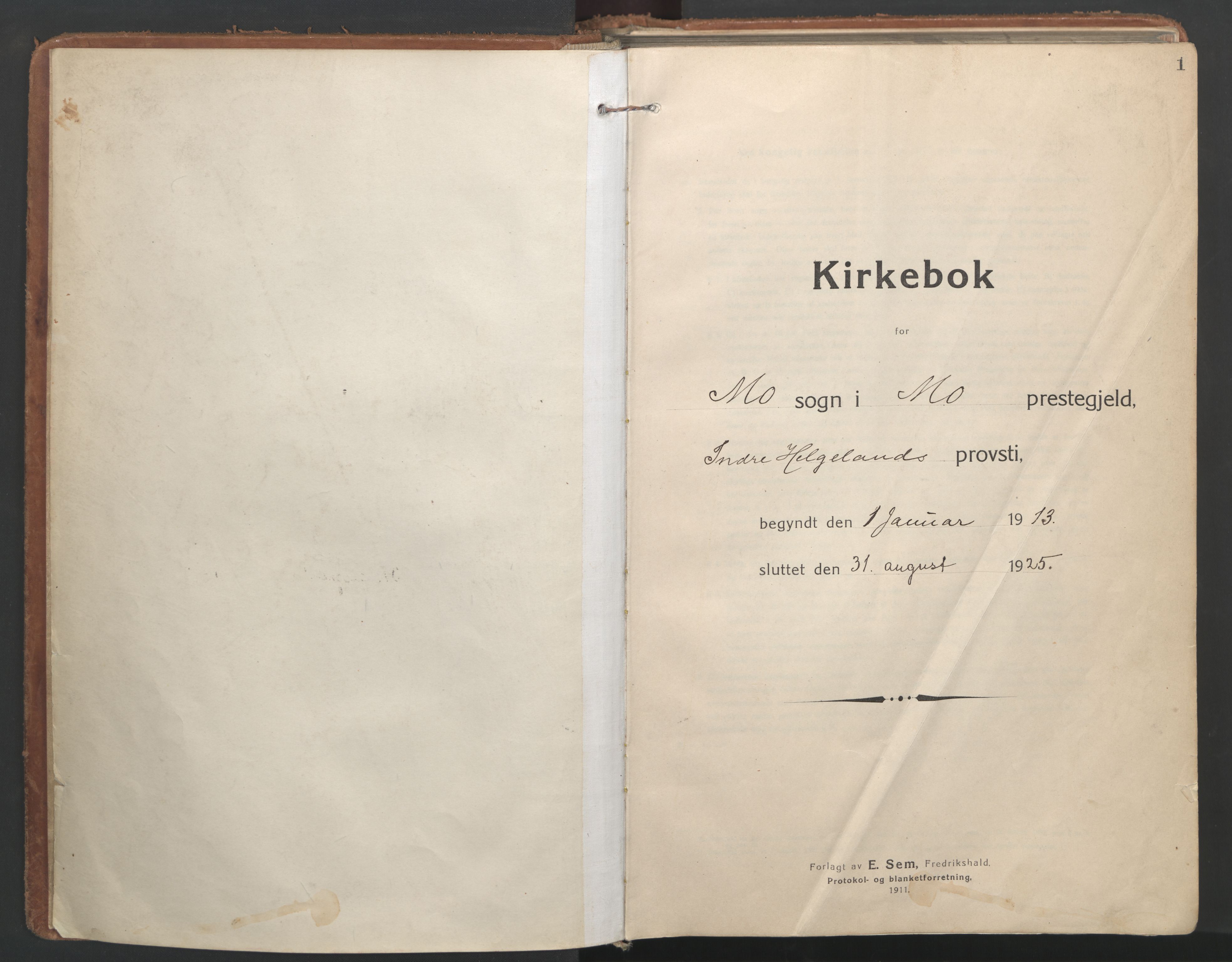 Ministerialprotokoller, klokkerbøker og fødselsregistre - Nordland, SAT/A-1459/827/L0404: Parish register (official) no. 827A16, 1912-1925, p. 1